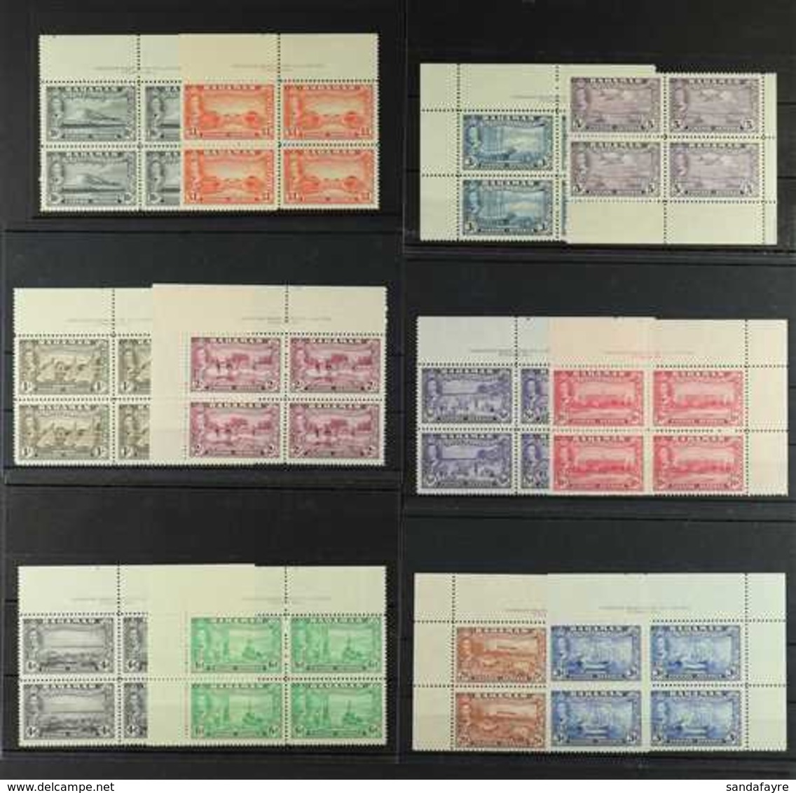 1948 Tercentenary Set Complete In Plate Inscription Blocks Of 4 (5s Without Inscription), SG 178/93, Very Fine Never Hin - Other & Unclassified