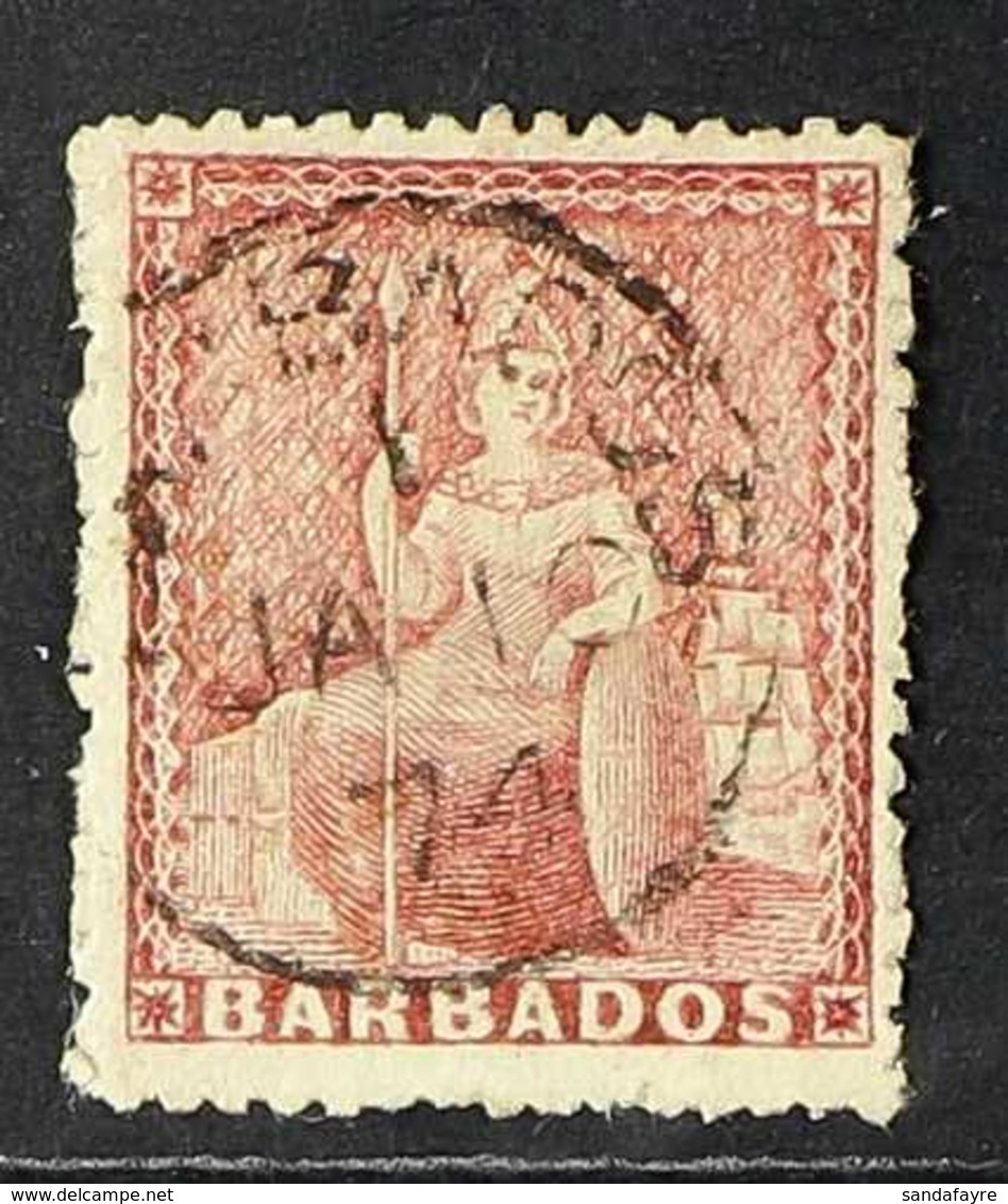 1873 (4d) Dull Rose Red, Wmk Large Star, Clean Cut Perf 14½ To 15½, SG 59, Used With Central Cds Cancel. Lovely Example  - Barbados (...-1966)