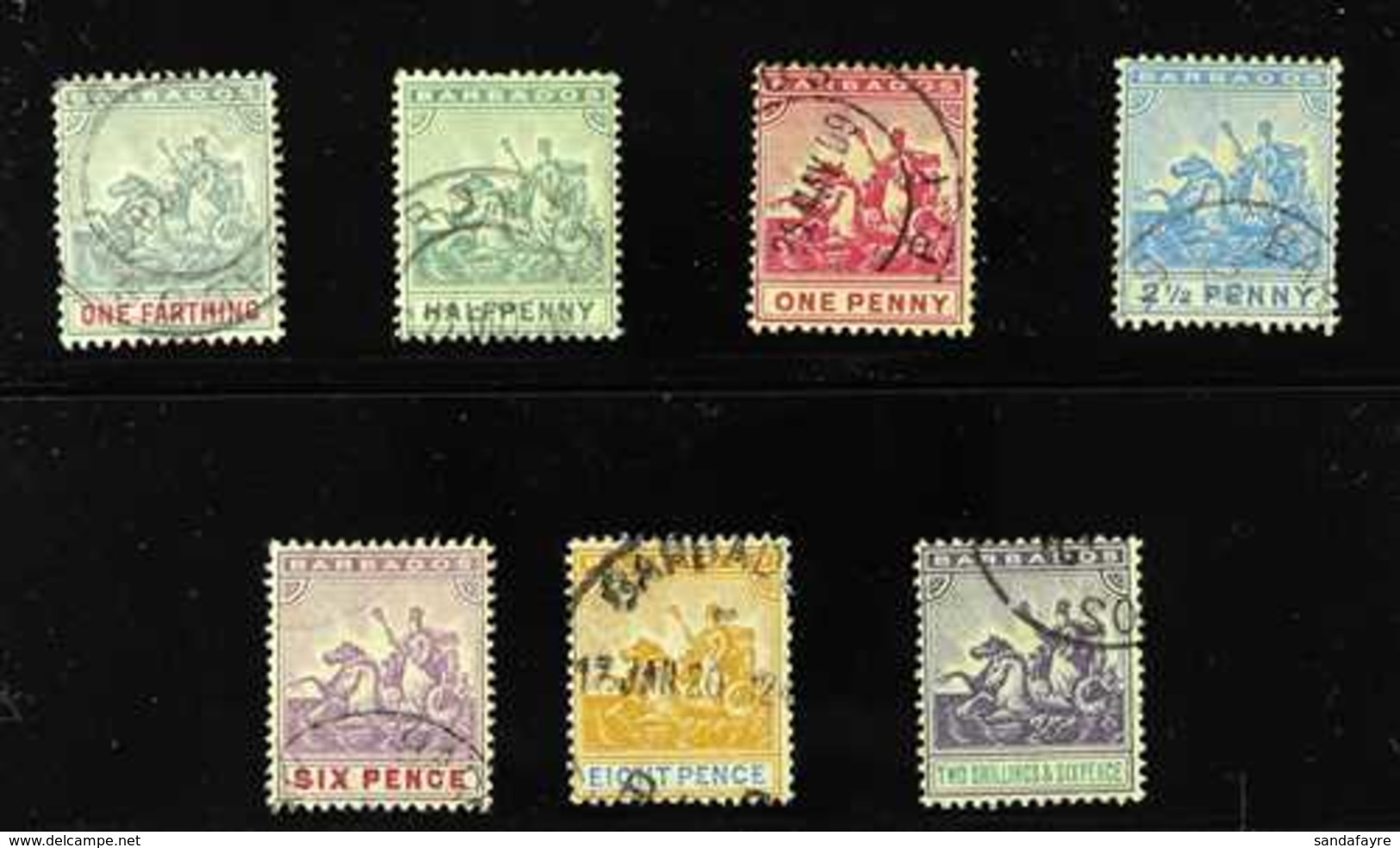 1905 Seal Of The Colony Set, Wmk MCA, SG 135/144, Fine To Very Fine Used. (7 Stamps) For More Images, Please Visit Http: - Barbados (...-1966)