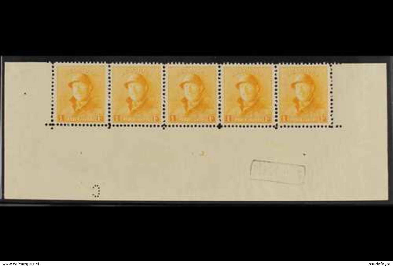 1919 1f Orange King Albert Tin Hat (COB 175, Michel 155, SG 247), Very Fine Mint (three Stamps Incl The Variety Are Neve - Other & Unclassified
