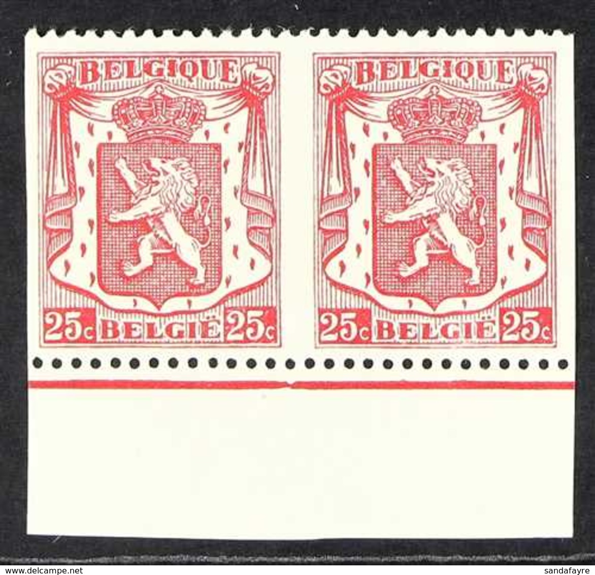 1936 25c Carmine State Arms IMPERF VERTICALLY HORIZONTAL PAIR (SG 732 Var, Michel 419 Var, COB 423 Var), Never Hinged Mi - Other & Unclassified