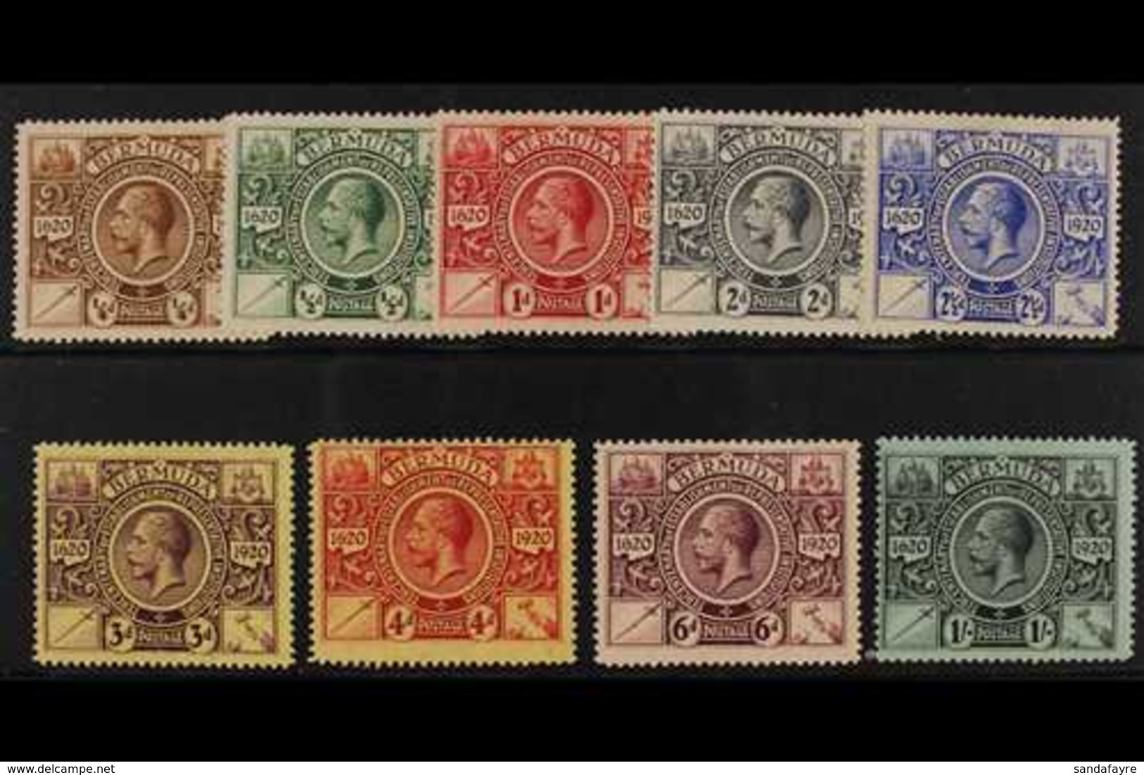 1921 Tercentenary, 2nd Issue Set, SG 68/76, Very Fine Mint (9 Stamps) For More Images, Please Visit Http://www.sandafayr - Bermuda