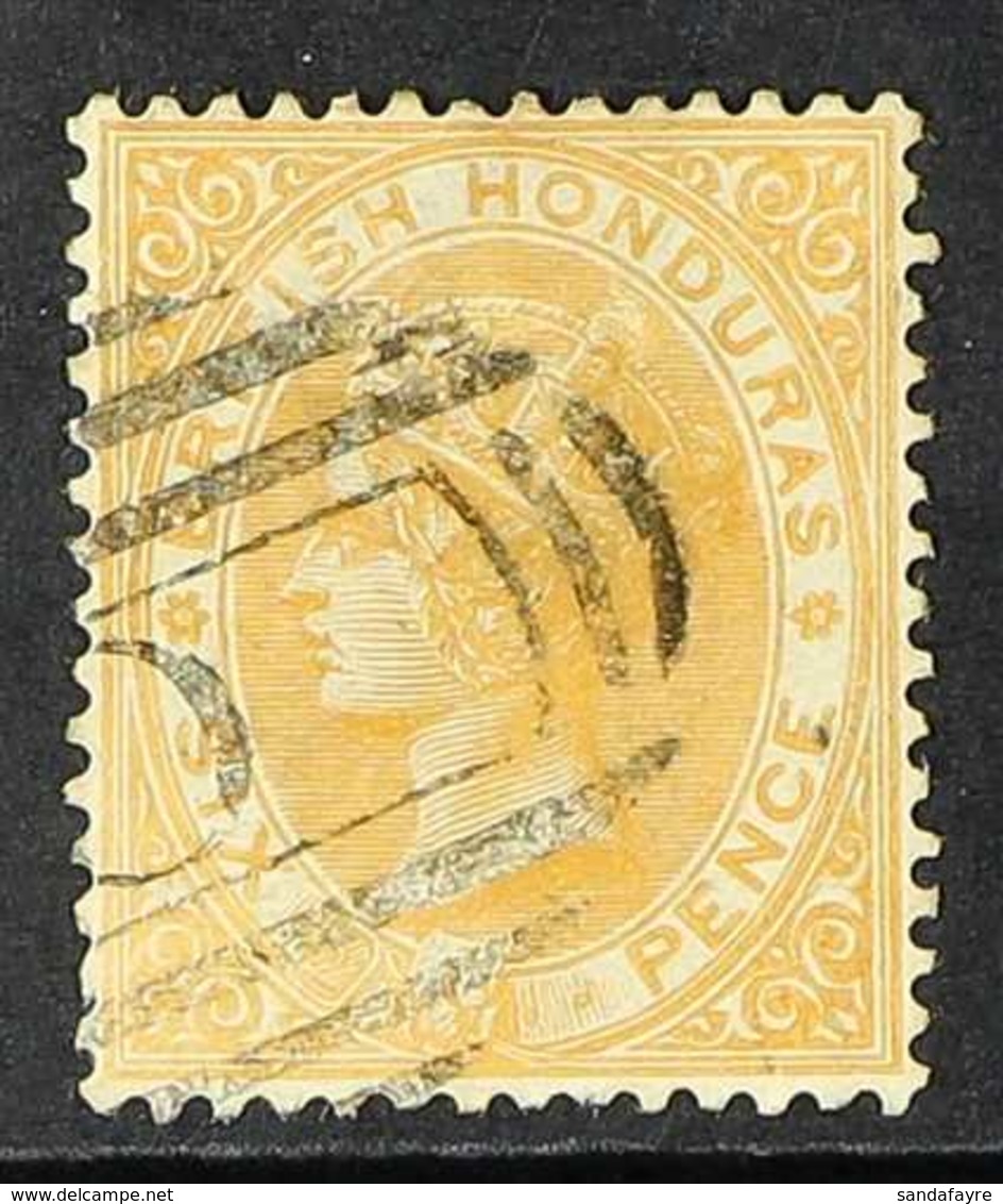 1882 6d Yellow, Wmk CA, Perf 14, SG 21, Fine Used. Elusive Stamp. For More Images, Please Visit Http://www.sandafayre.co - British Honduras (...-1970)