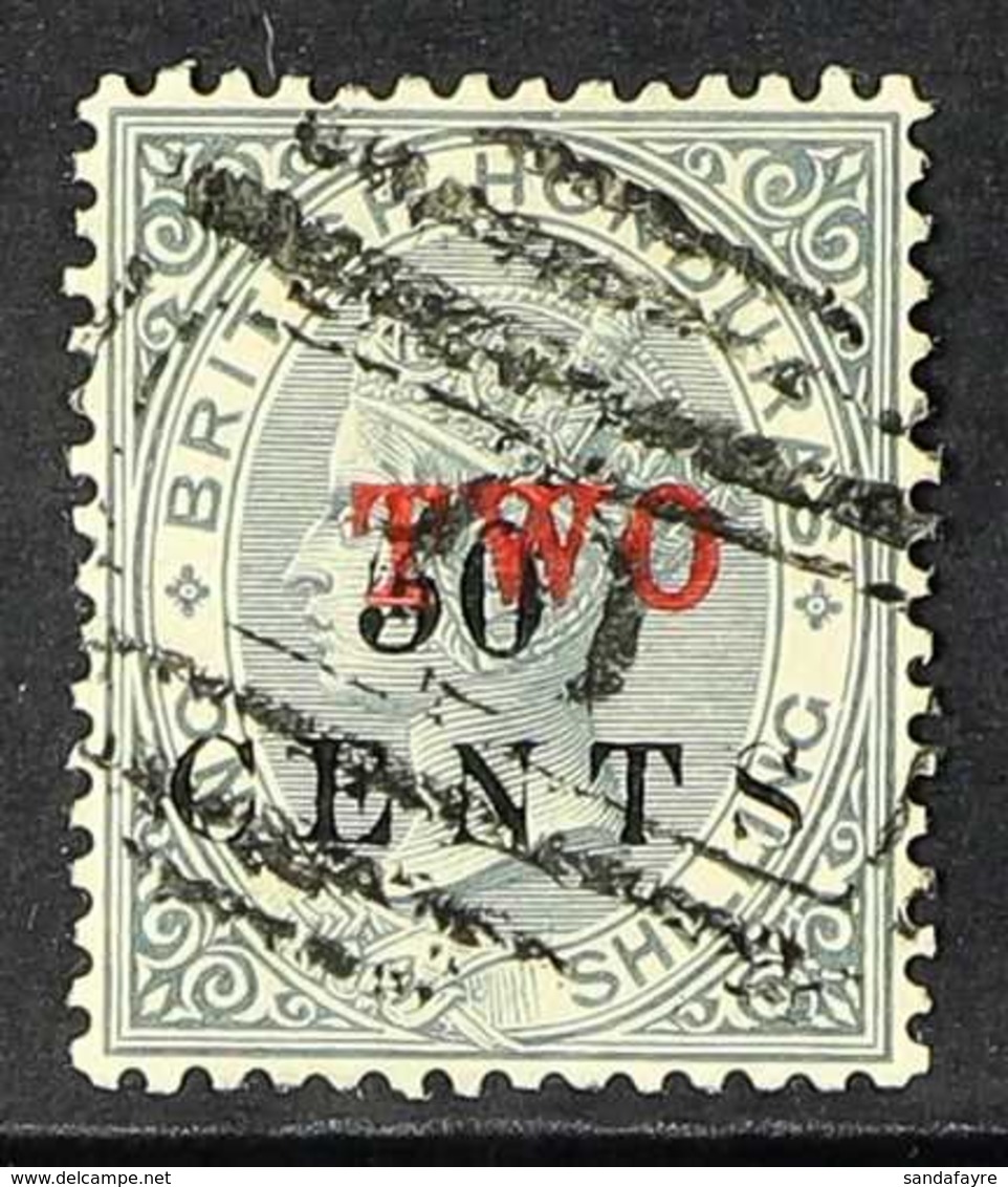 1888 "Two" On 50c On 1s Grey, SG 35, Fine Used. For More Images, Please Visit Http://www.sandafayre.com/itemdetails.aspx - British Honduras (...-1970)