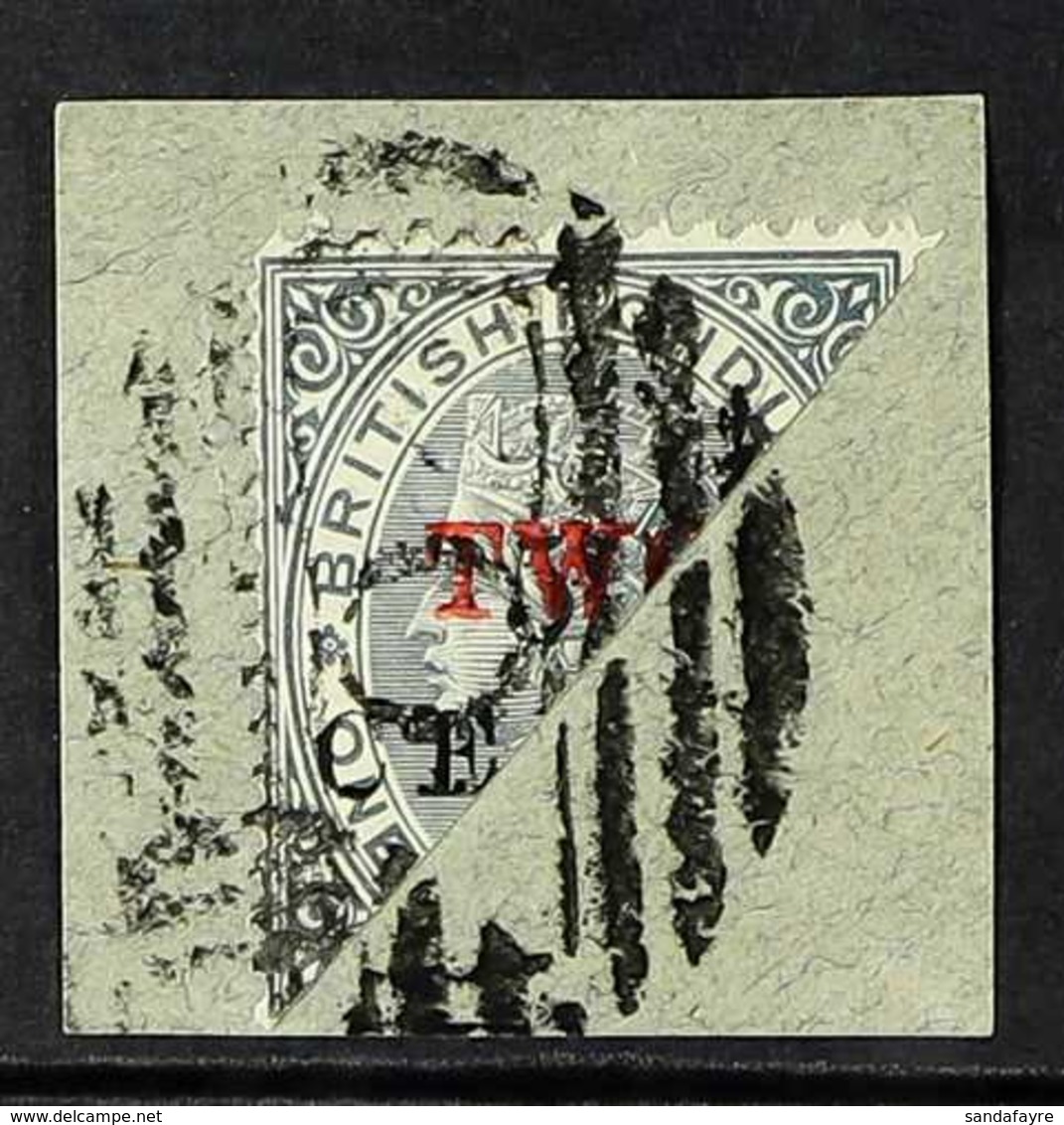 1888 "Two" On 50c On 1s Grey, Bisect , SG 35a, Fine Used On Piece. For More Images, Please Visit Http://www.sandafayre.c - British Honduras (...-1970)