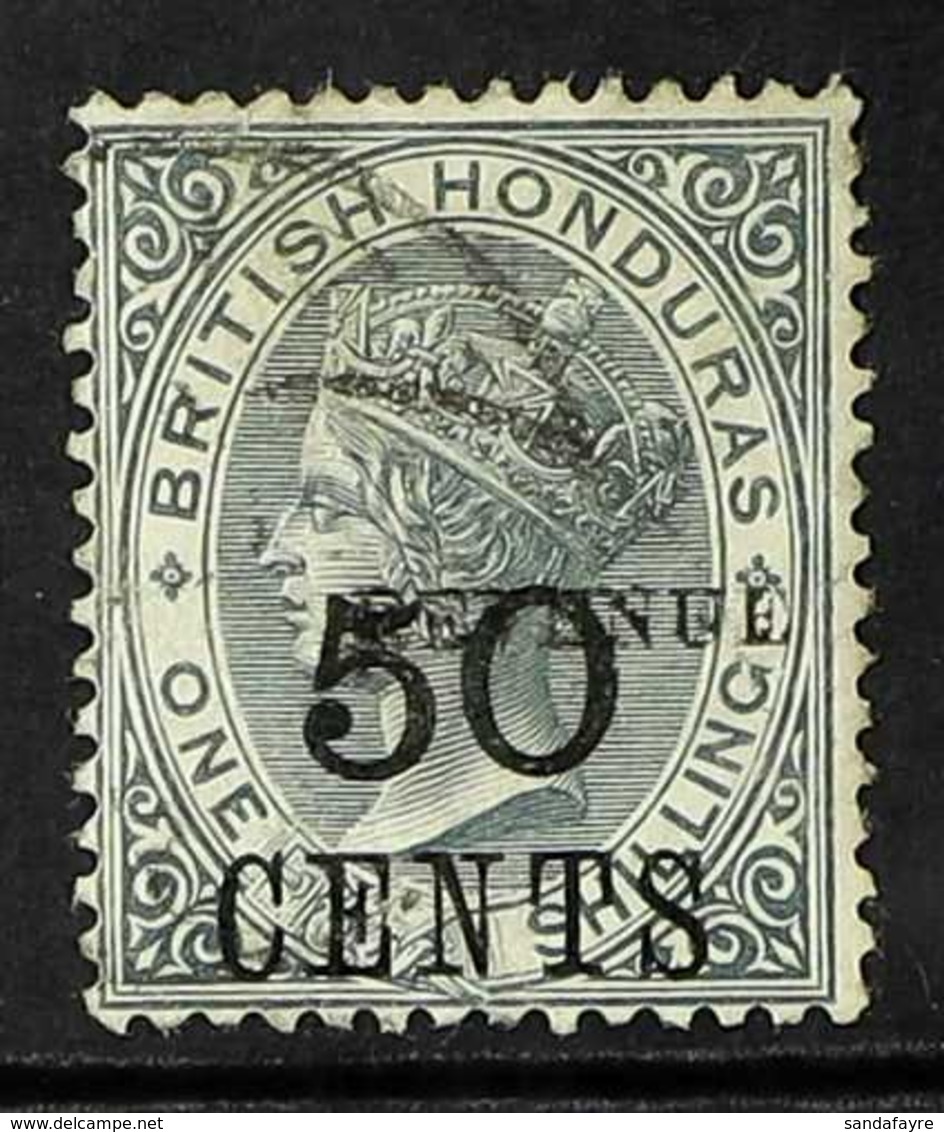 1899 50c On 1s Grey, Overprinted "Revenue", 11mm Long, SG 69c, Fine Used. Rare Stamp. For More Images, Please Visit Http - British Honduras (...-1970)