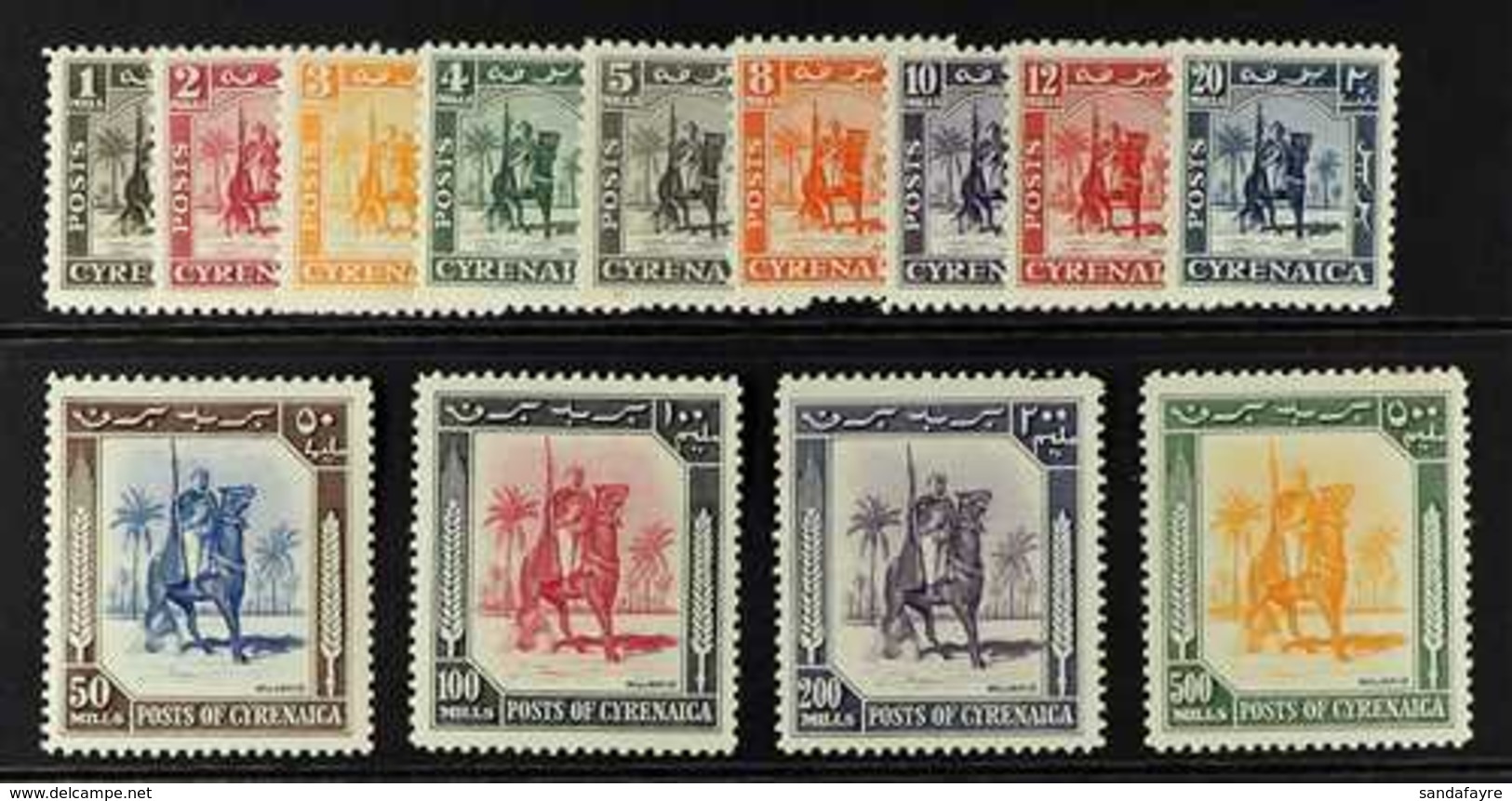 CYRENAICA 1950 Complete "Mounted Warrior" Definitive Set, SG 136/148, Fine Mint. (13 Stamps) For More Images, Please Vis - Italian Eastern Africa