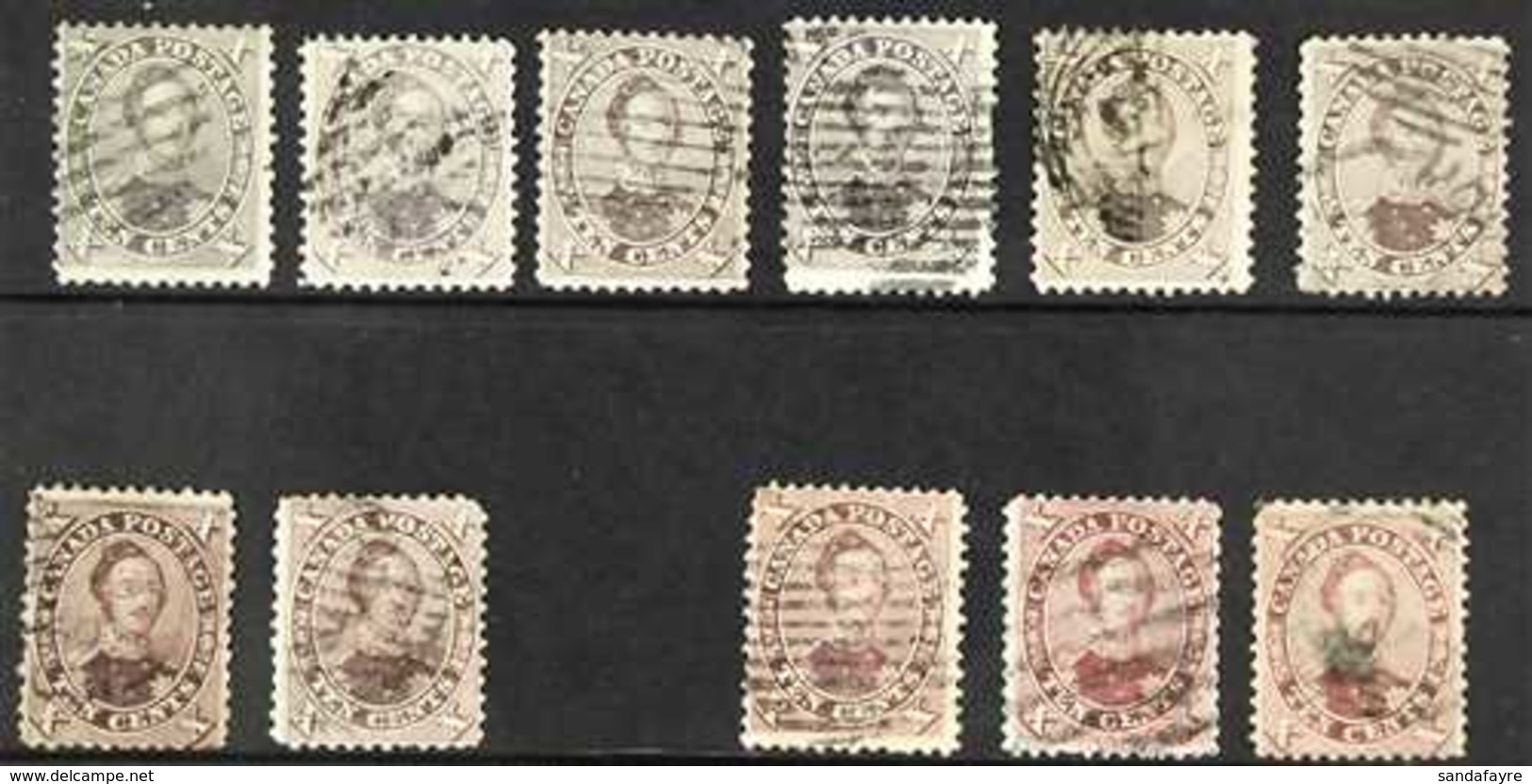 1859 10c "Prince Albert" Used Range, Various Shades, Cat Circa £900. (11 Stamps) For More Images, Please Visit Http://ww - Other & Unclassified