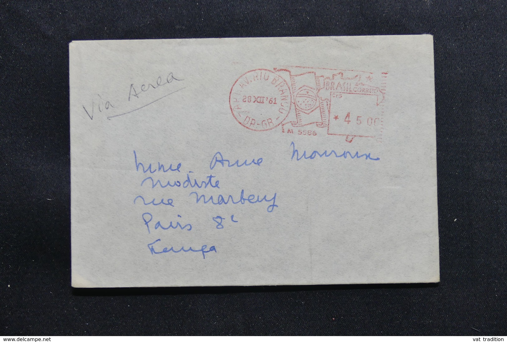 BRÉSIL - Affranchissement Mécanique Sur Enveloppe En 1961 Pour Paris - L 55484 - Storia Postale