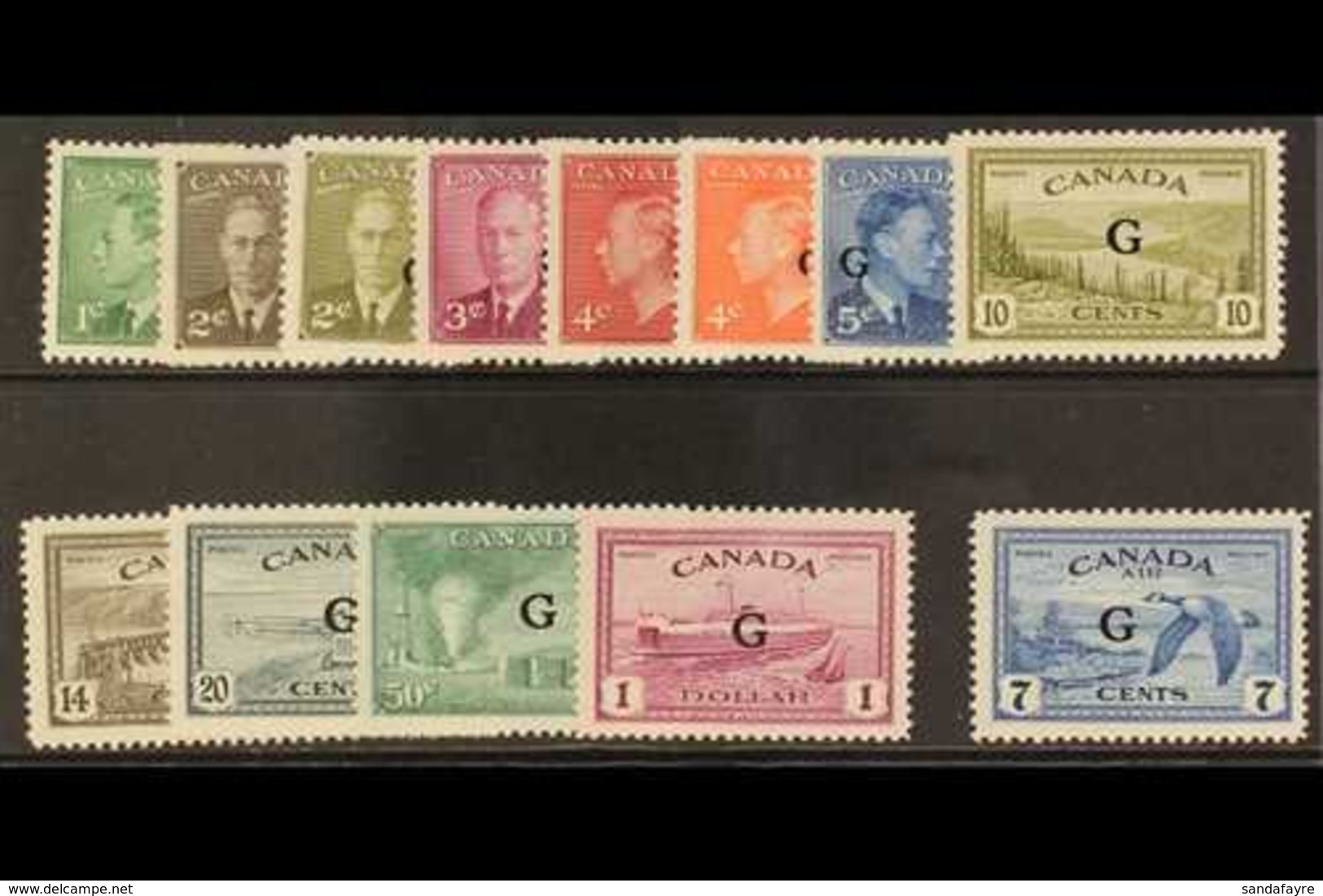 OFFICIALS 1950-52 Complete Set With "G" Overprints, SG O178/O190, Never Hinged Mint, The $1 With RPS Photo Certificate.  - Other & Unclassified