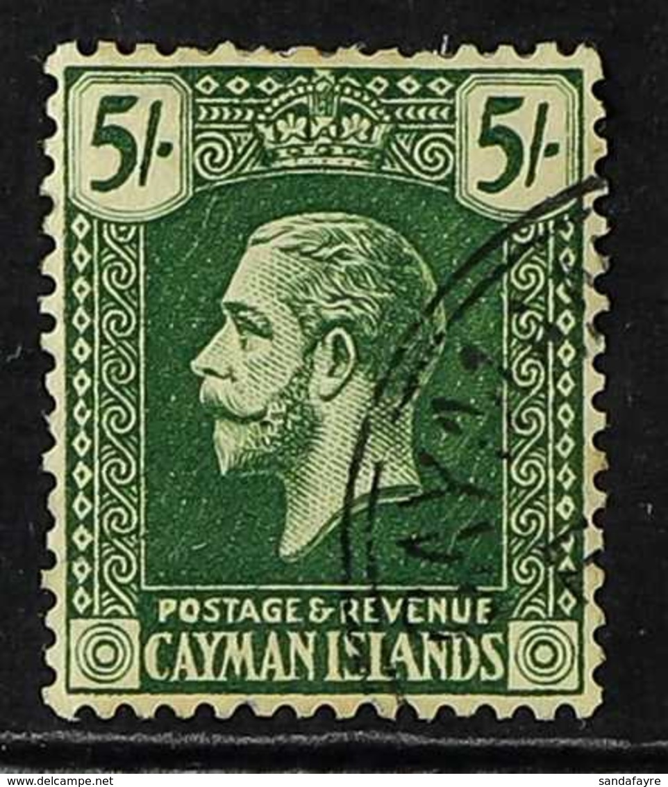 1921 5s Deep Green On Pale Yellow, Wmk MCA, SG 64a, Fine Used. For More Images, Please Visit Http://www.sandafayre.com/i - Cayman Islands