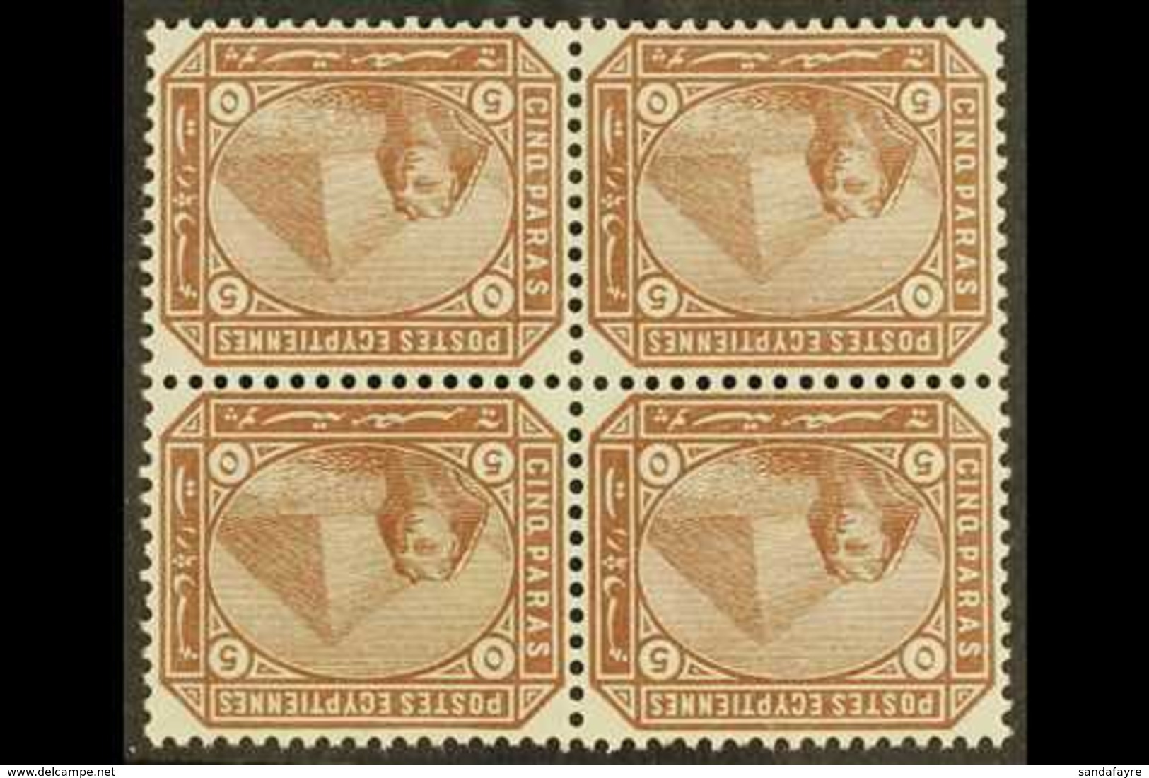 1879 5pa Deep Brown, Watermark Inverted SG 44w, In A Fine Never Hinged Mint Block Of Four. Cat SG £480+ For More Images, - Other & Unclassified