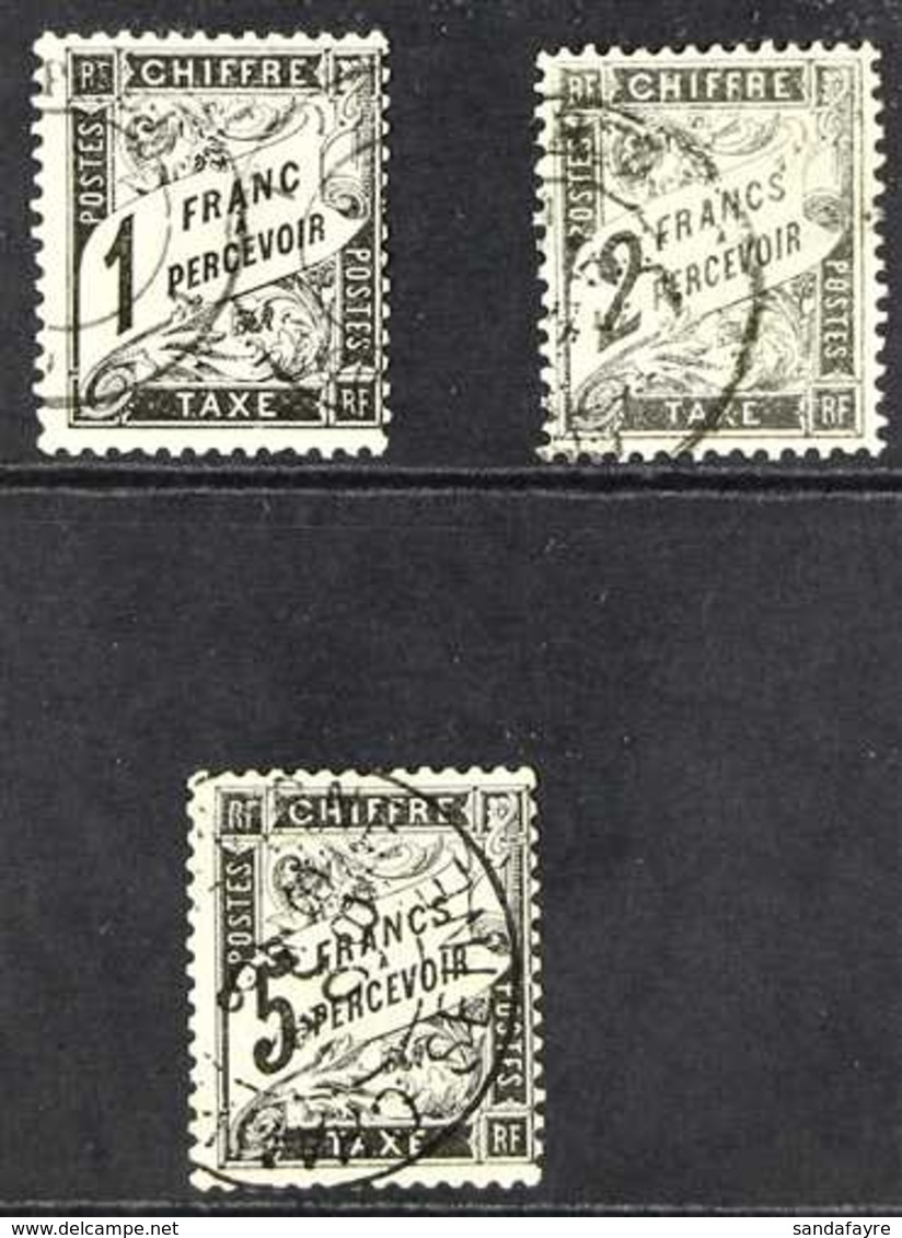 POSTAGE DUES 1881 - 92 1fr, 2fr And 5fr In Black, Yv 22/4, Very Fine Used. Scarce High Values. (3 Stamps) For More Image - Other & Unclassified