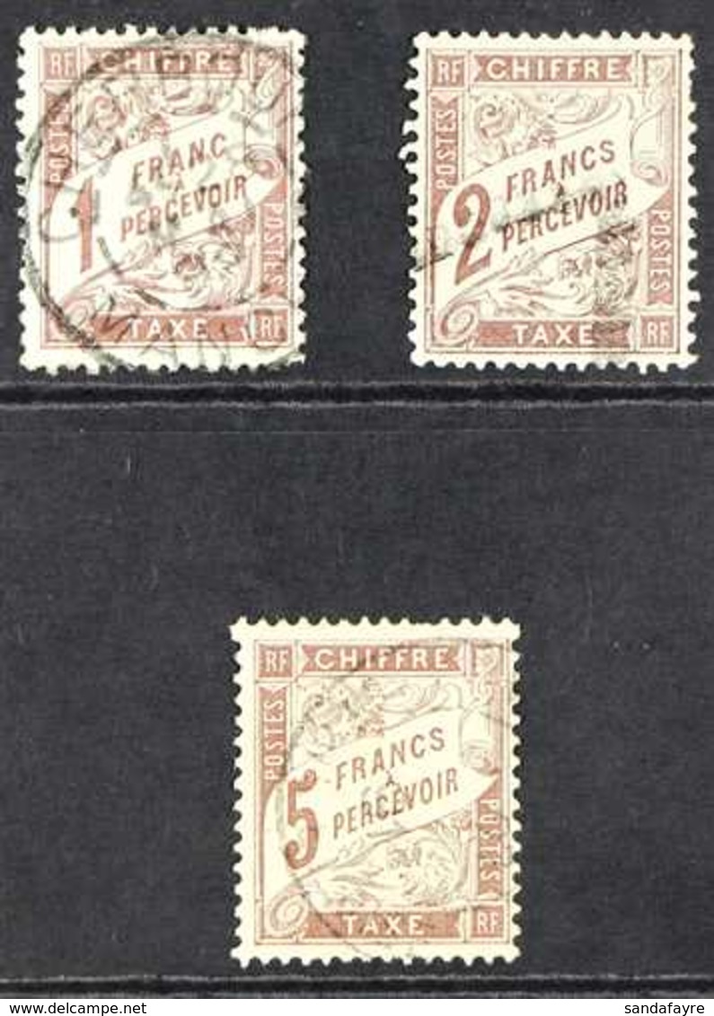 POSTAGE DUES 1884 1fr, 2fr, 5fr In Brown, Yv 25/27, Very Fine Used. (3 Stamps) For More Images, Please Visit Http://www. - Other & Unclassified