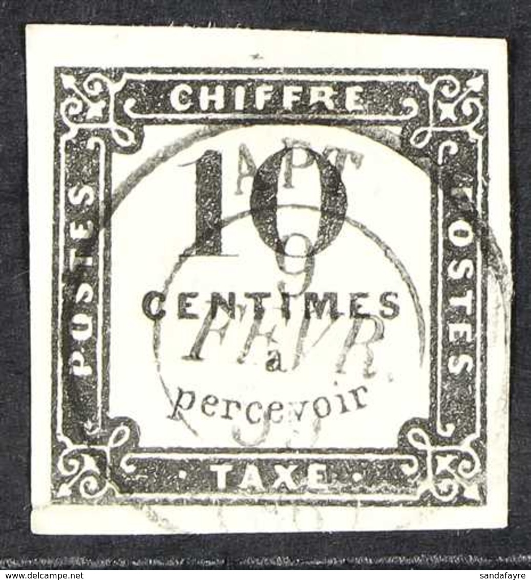 POSTAGE DUES 1859 10c Black, Litho, Yv 1, Very Fine Used With Central "Apt" Cds Cancel. Photo Cert. For More Images, Ple - Other & Unclassified