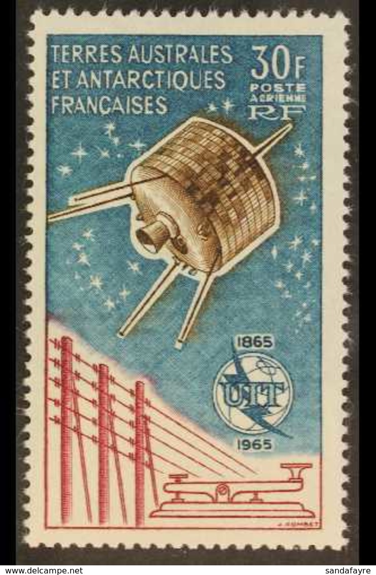 T.A.F.F. 1965 30fr Telecom Blue & Brown Air Post, Yv 9, Never Hinged Mint For More Images, Please Visit Http://www.sanda - Other & Unclassified