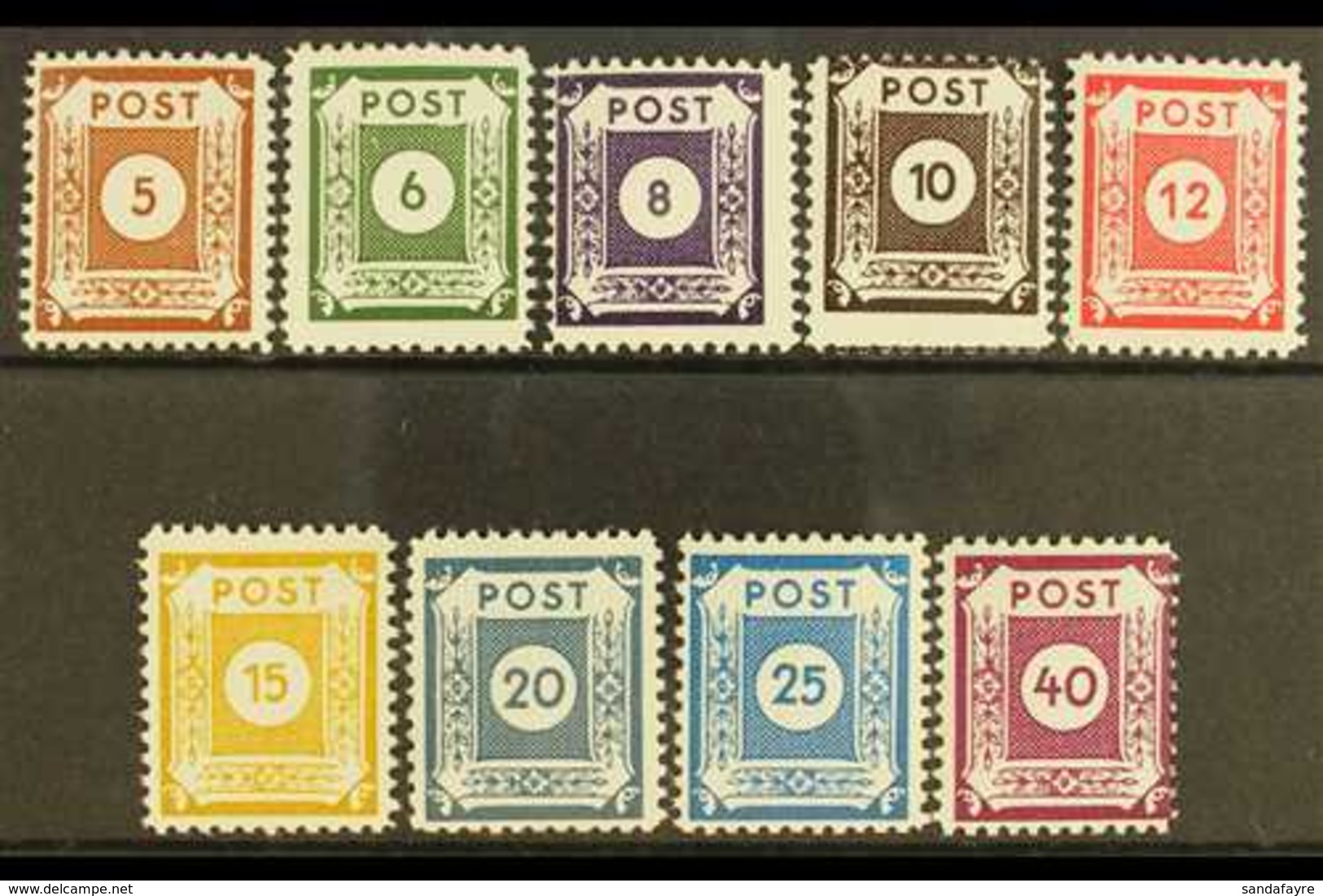 EAST SAXONY  - COSWIG 1945 Numeral Definitive Set, Perf 11, Mi 42DII/50DII, Very Fine NHM. (9 Stamps)  For More Images,  - Other & Unclassified