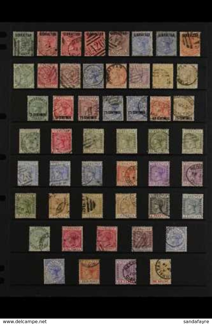 1886-1898 QUEEN VICTORIA USED COLLECTION CAT £1400+ Presented On A Stock Page that Includes 1886 Bermuda Stamps Opt'd "G - Gibraltar