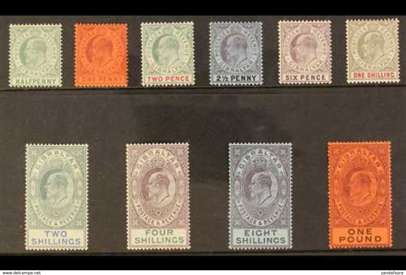 1903 KEVII Complete Set, SG 46/55, Fine Mint, Very Fresh & Attractive. (10 Stamps) For More Images, Please Visit Http:// - Gibraltar