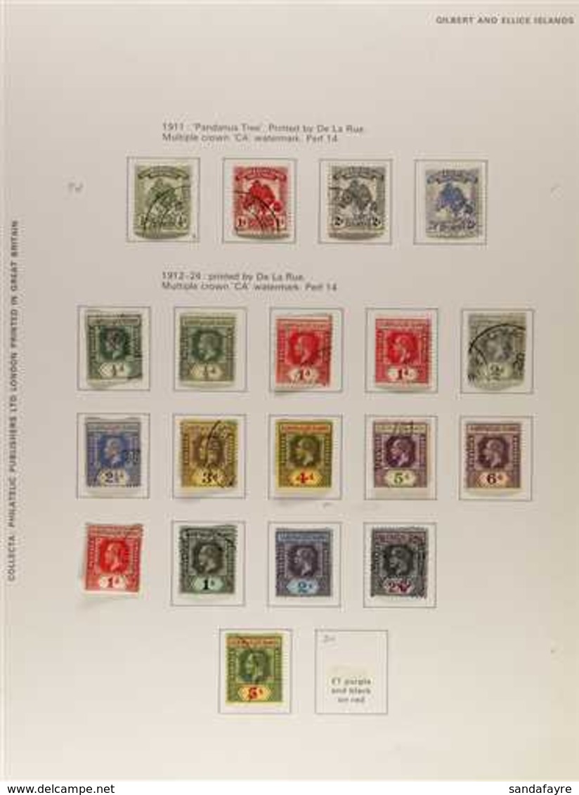 1911-36 KGV USED COLLECTION Presented On Printed Pages That Includes The 1911 Pandanus Pines Set, 1912 Portrait Definiti - Gilbert & Ellice Islands (...-1979)