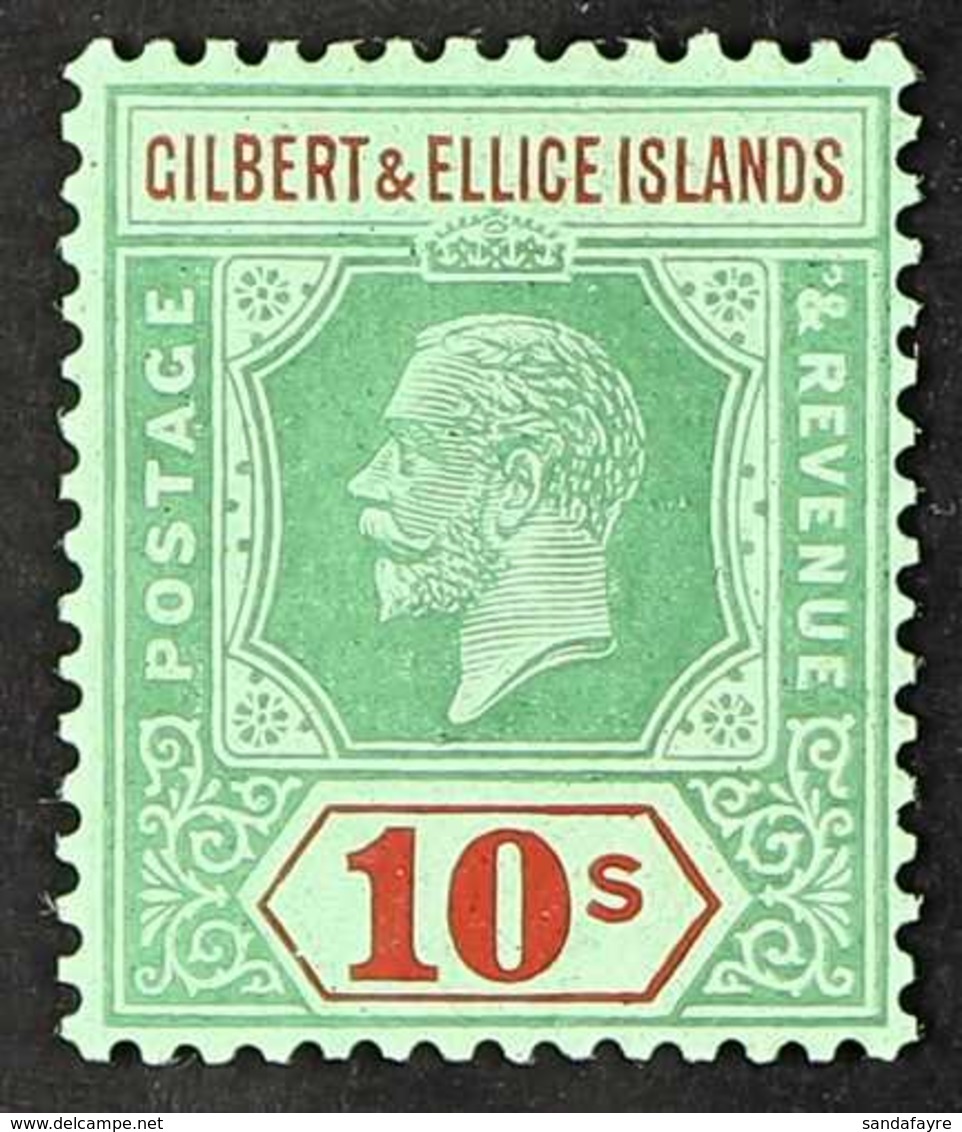 1922-27 10s Green And Red On Emerald, SG 35, Superb Never Hinged Mint. For More Images, Please Visit Http://www.sandafay - Gilbert & Ellice Islands (...-1979)