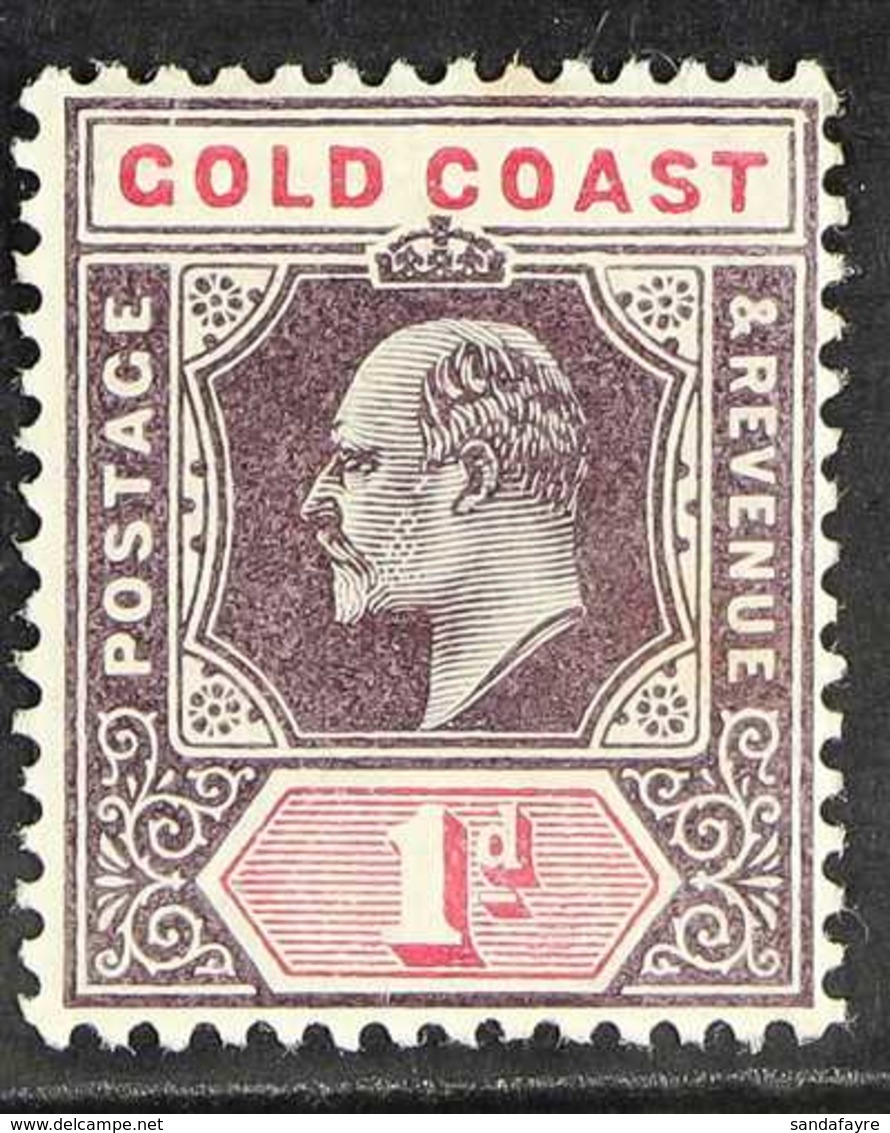 1902 1d Dull Purple And Carmine With DAMAGED FRAME AND CROWN, SG 39a, Fine Mint, Toned Perf Tip. For More Images, Please - Gold Coast (...-1957)