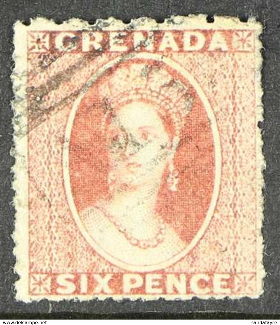 1863 6d Dull Rose Red "Chalon", Wmk Sideways, SG 8, Fine Used With Light Barred Cancel. For More Images, Please Visit Ht - Grenada (...-1974)