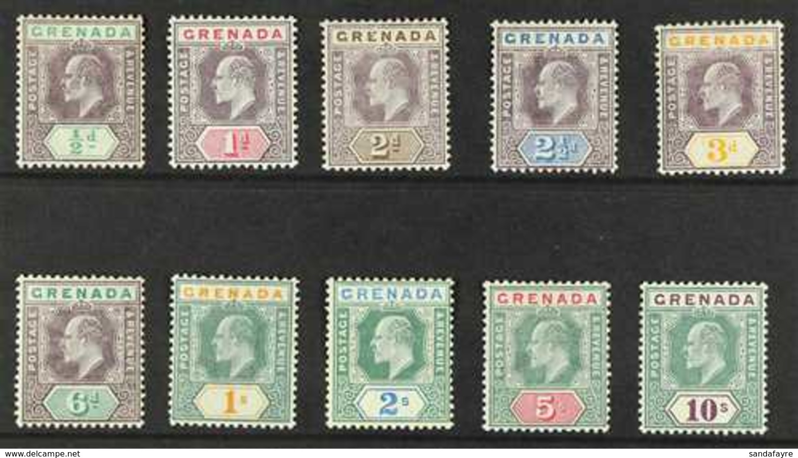 1904 - 6 Ed VII Set Complete, Wmk MCA, SG 67/76, Fine To Very Fine Mint. (10 Stamps) For More Images, Please Visit Http: - Grenada (...-1974)