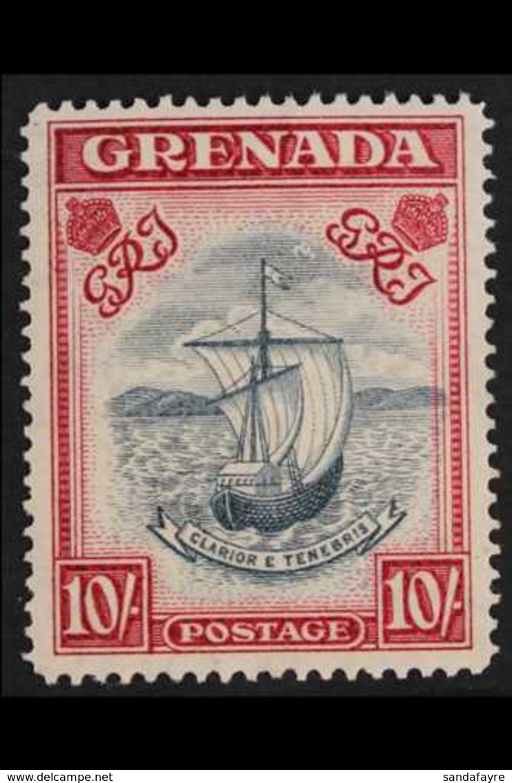 1938-50 10s Slate Blue & Bright Carmine Narrow Frame Perf 14 (SG 163b, CW 25), Very Fine Mint, Fresh. For More Images, P - Grenada (...-1974)