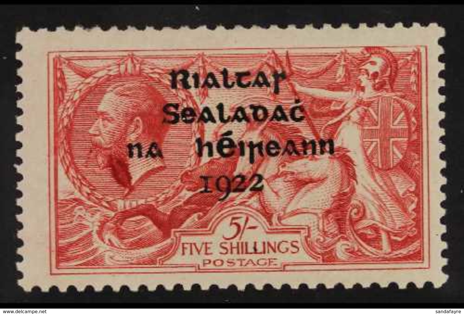 1922 PRINTERS RETOUCH. 1922 5s Rose-carmine With Shiny Blue-black Opt, The Stamp With Surface Damage To The Kings Neck W - Other & Unclassified