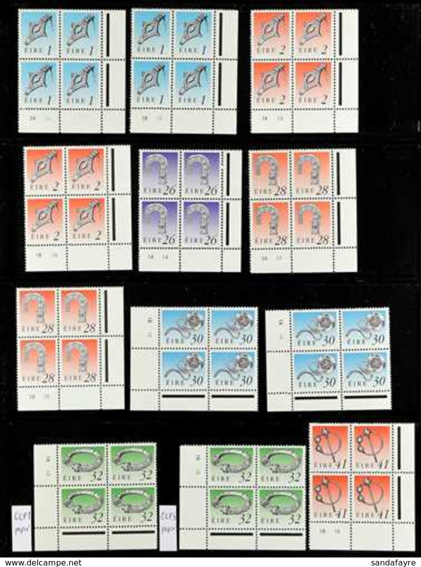 1990-91 PLATE & IMPRINT BLOCKS OF 4. Heritage & Treasures Issues All Different Group Of Never Hinged Mint Corner IMPRINT - Other & Unclassified