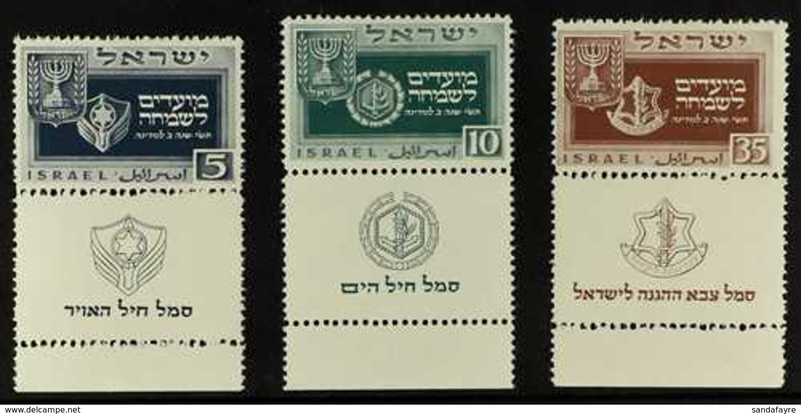 1949 Jewish New Year Complete Set With Full Tabs (SG 18/20, Bale 18/20), Very Fine Mint, Very Fresh, Cat £1,400. (3 Stam - Other & Unclassified