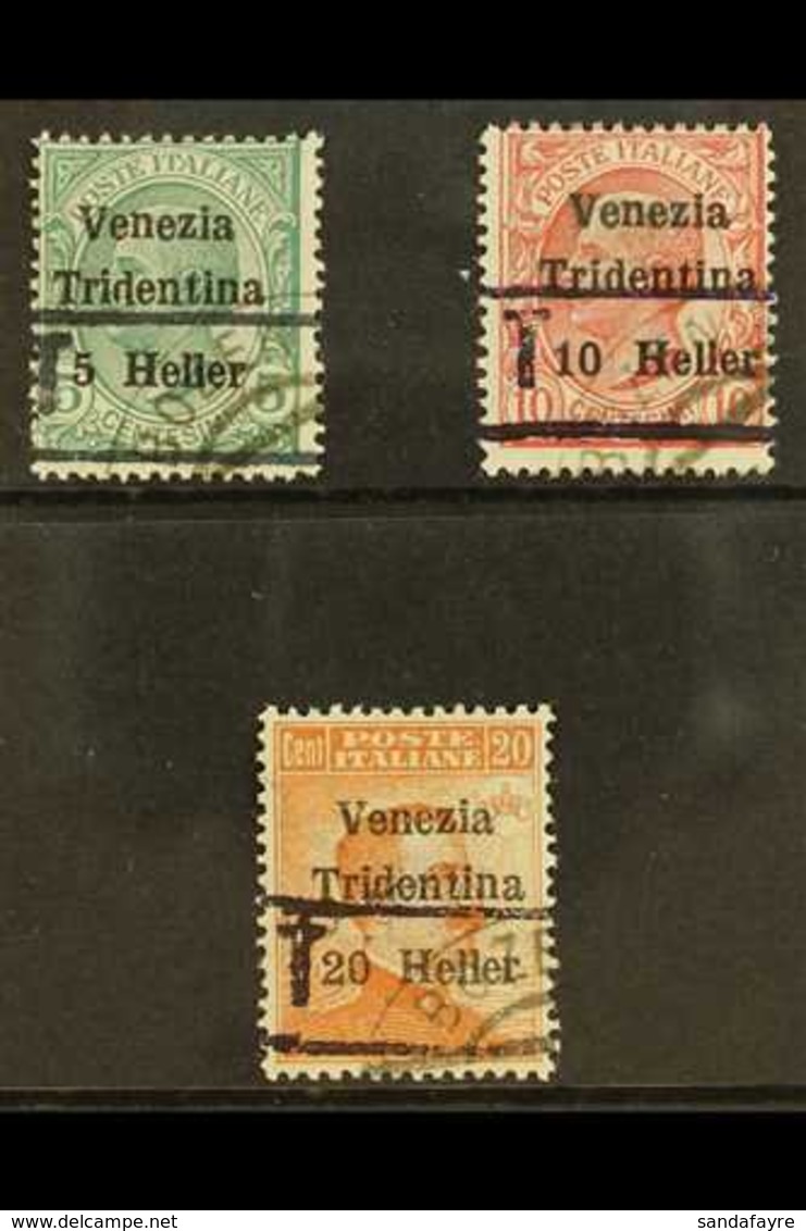 TRENTINO - ALTO ADIGE 1918 -19 Barred "T" Overprint Without Numerals, 5c On 5c, 10c On 10 And 20c On 20c, Sass BZ3/20-22 - Unclassified