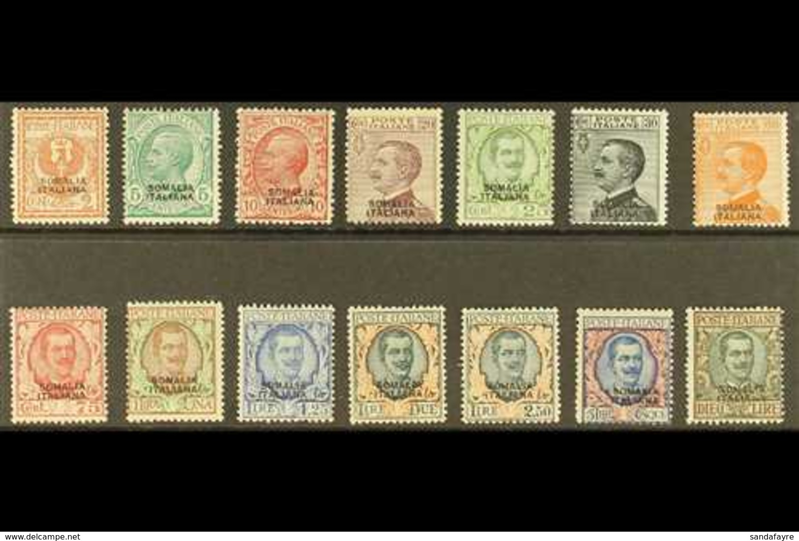 SOMALIA 1926-30 Overprints Complete Set, Sassone 92/104 (between SG 87-103), Never Hinged Mint, Fresh & Attractive. (14  - Other & Unclassified