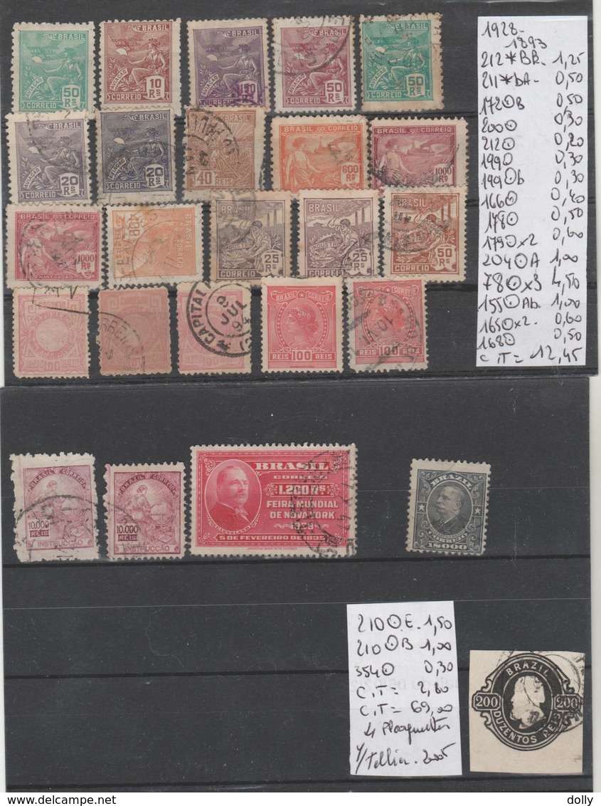 TIMBRE DU BRESIL NEUF * + OBLITEREES 1893-1920-41 Nr VOIR SUR PAPIER AVEC TIMBRES  COTE  69  € - Ungebraucht