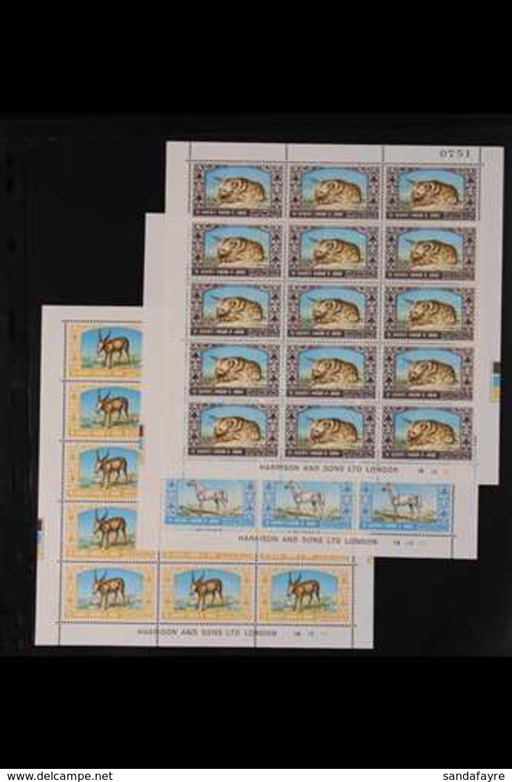1967 Animals Complete Set, SG 808/13, Never Hinged Mint COMPLETE SHEETS Of 16, Very Fresh. (6 Sheets = 96 Stamps) For Mo - Jordan