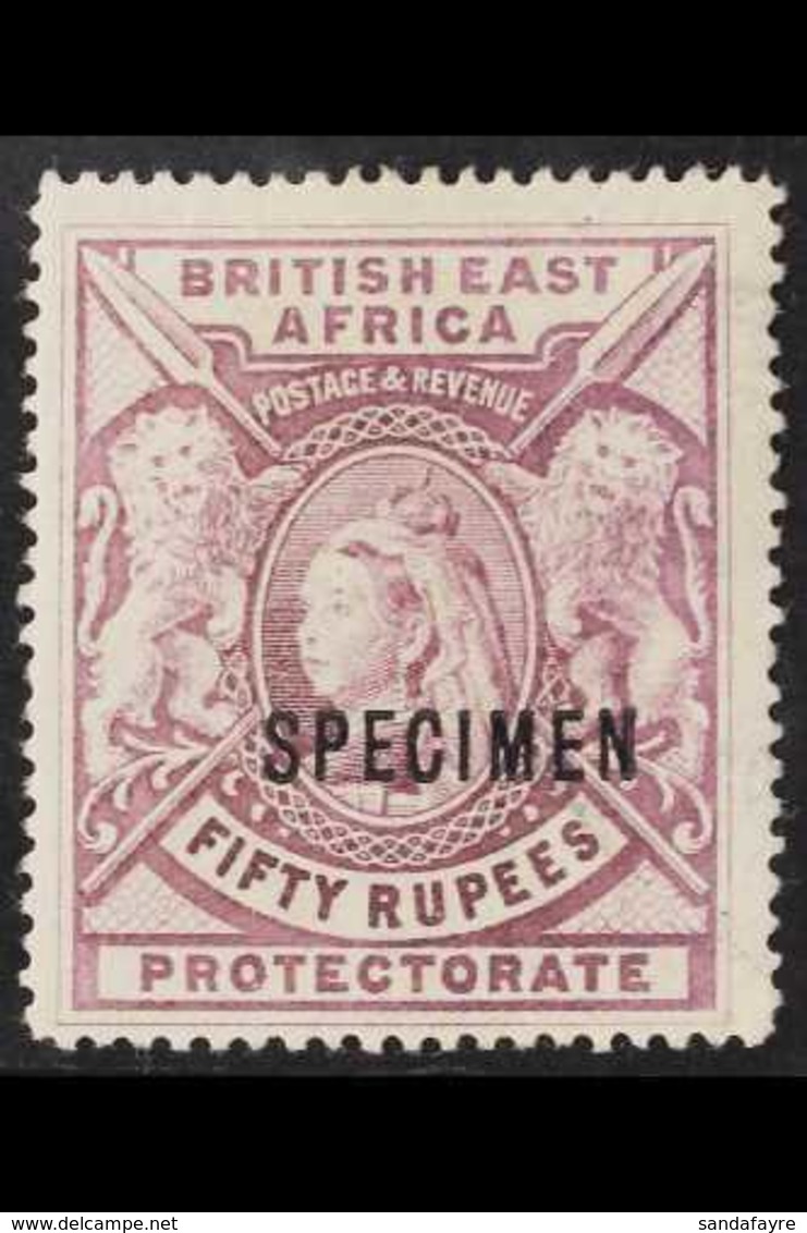 BRITISH EAST AFRICA 1897 50r Mauve, Queen Victoria, Overprinted "Specimen", SG 99s, Fine Mint, Horizontal Gum Bend. For  - Vide