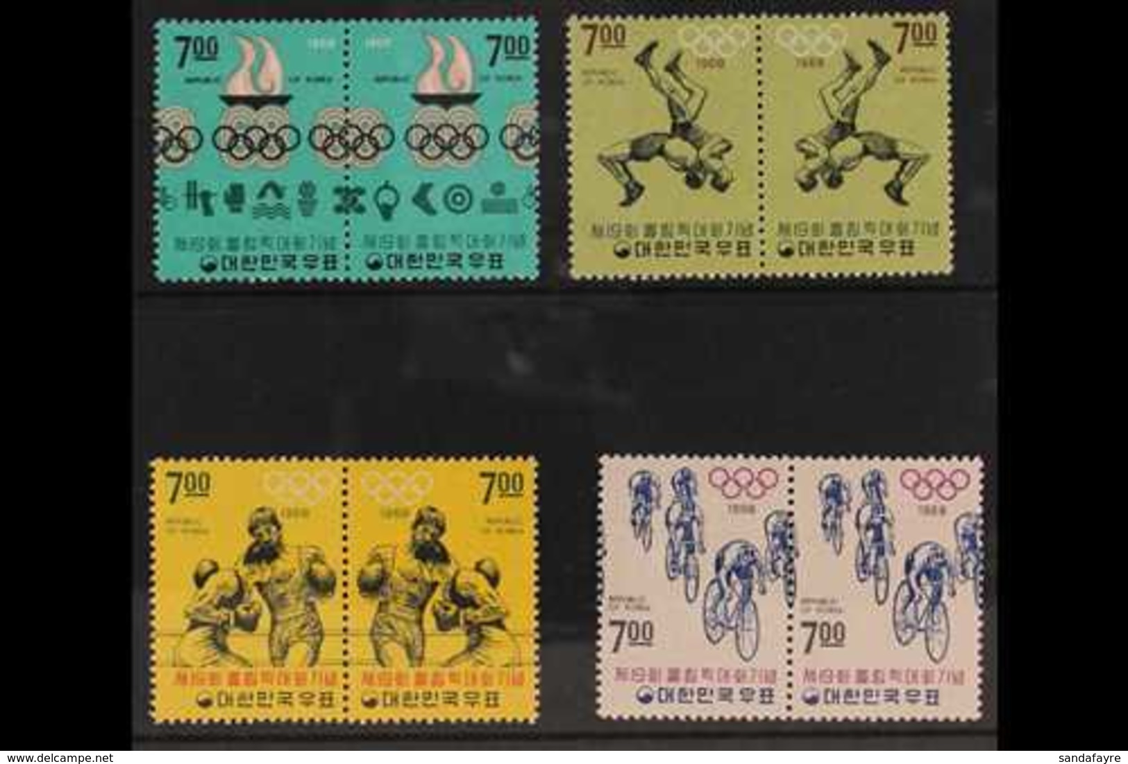 1968 Mexico Olympic Games Complete Set, SG 760/767, In Horizontal Se-tenant Pairs, Never Hinged Mint. (4 Pairs, 8 Stamps - Korea, South