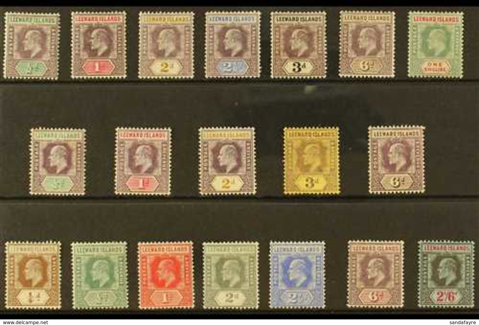 1902-11 KEVII MINT COLLECTION Presented On A Stock Card & Includes 1902 CA Wmk Set To 1s, 1905-08 MCA Wmk Range With Mos - Leeward  Islands