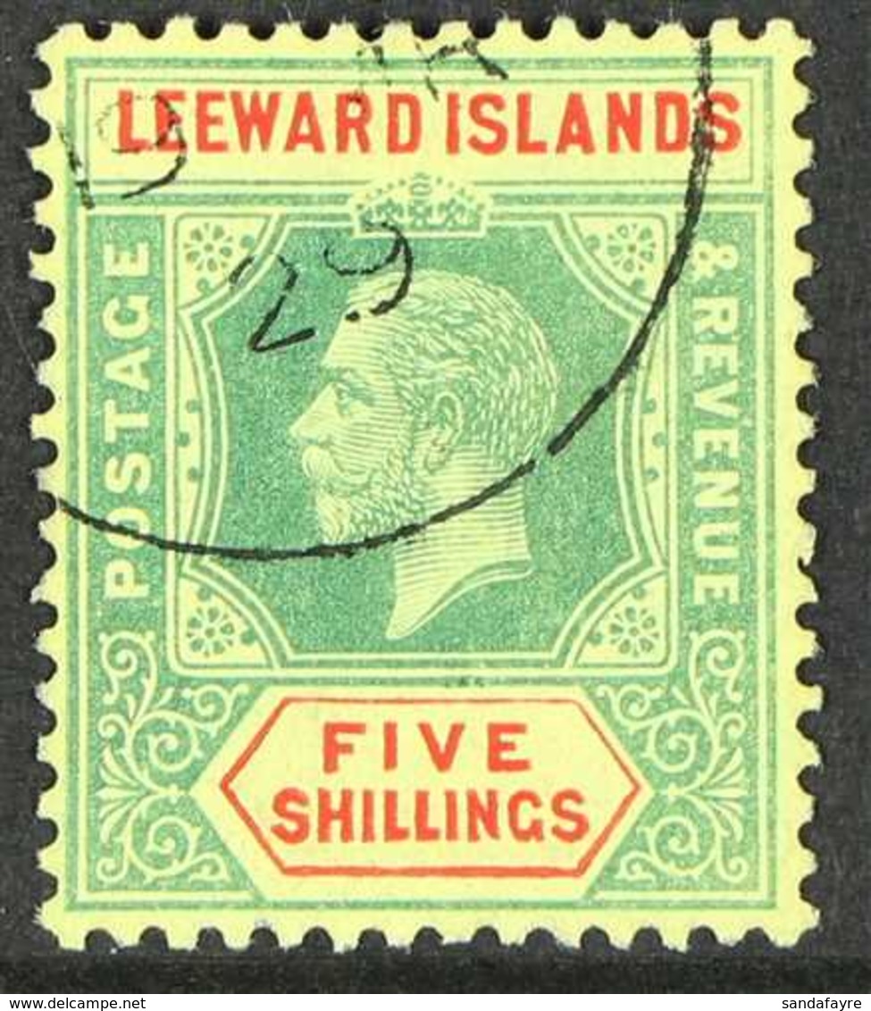 1912-22 5s Green And Red On Orange Buff, SG  57c, Fine Cds Used. For More Images, Please Visit Http://www.sandafayre.com - Leeward  Islands