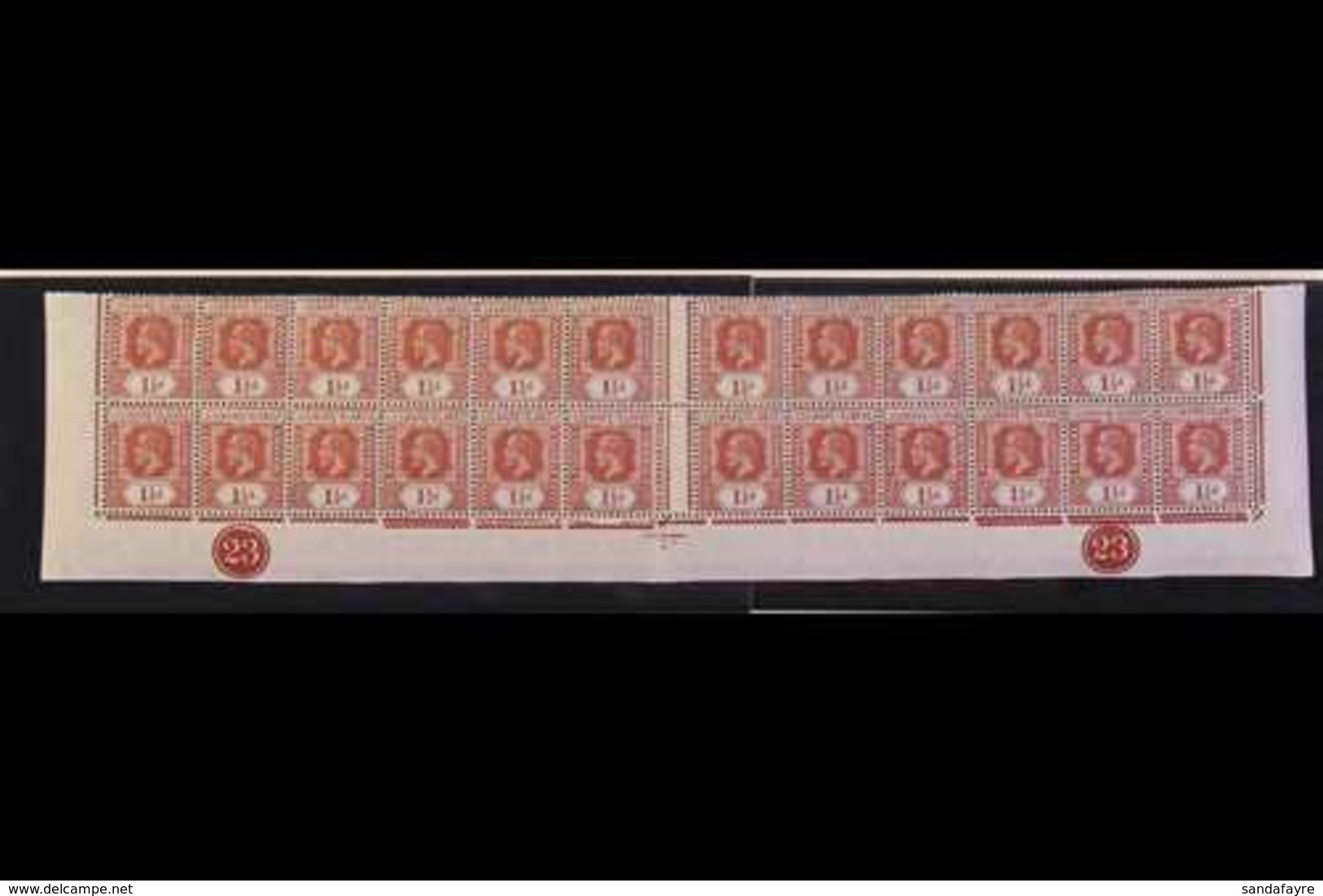 1929 1½d Red- Brown Wmk Mult Script CA (SG 64) LOWER SHEET PORTION Of 24 Stamps Being The Lower Two Rows Bearing Two Pla - Leeward  Islands