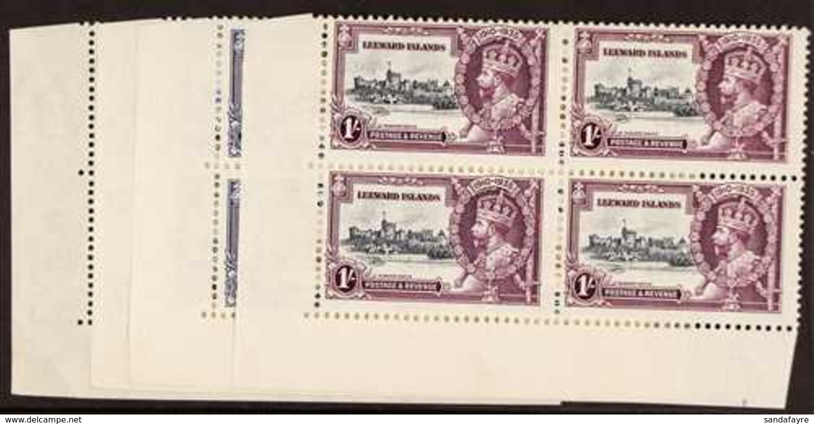 1935 Silver Jubilee Set, SG 88/91, In Matching Lower Left Corner Blocks Of Four, Very Fine Mint, The Lower Pairs Never H - Leeward  Islands