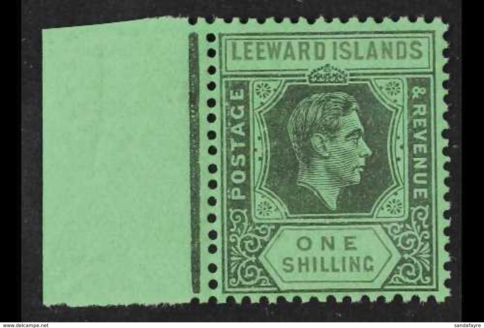 1942 1s Black And Grey / Emerald, SG 110bb, Very Fine Mint  For More Images, Please Visit Http://www.sandafayre.com/item - Leeward  Islands