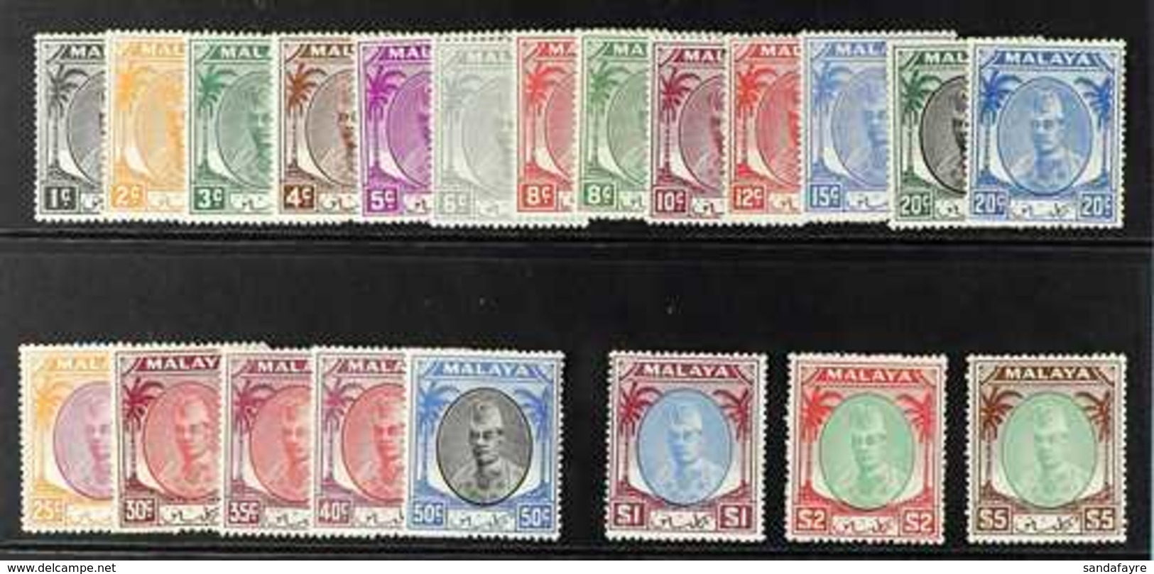 KELANTAN 1951-55 Complete Definitive Set, SG 61/81, Fine Mint. (21 Stamps) For More Images, Please Visit Http://www.sand - Other & Unclassified