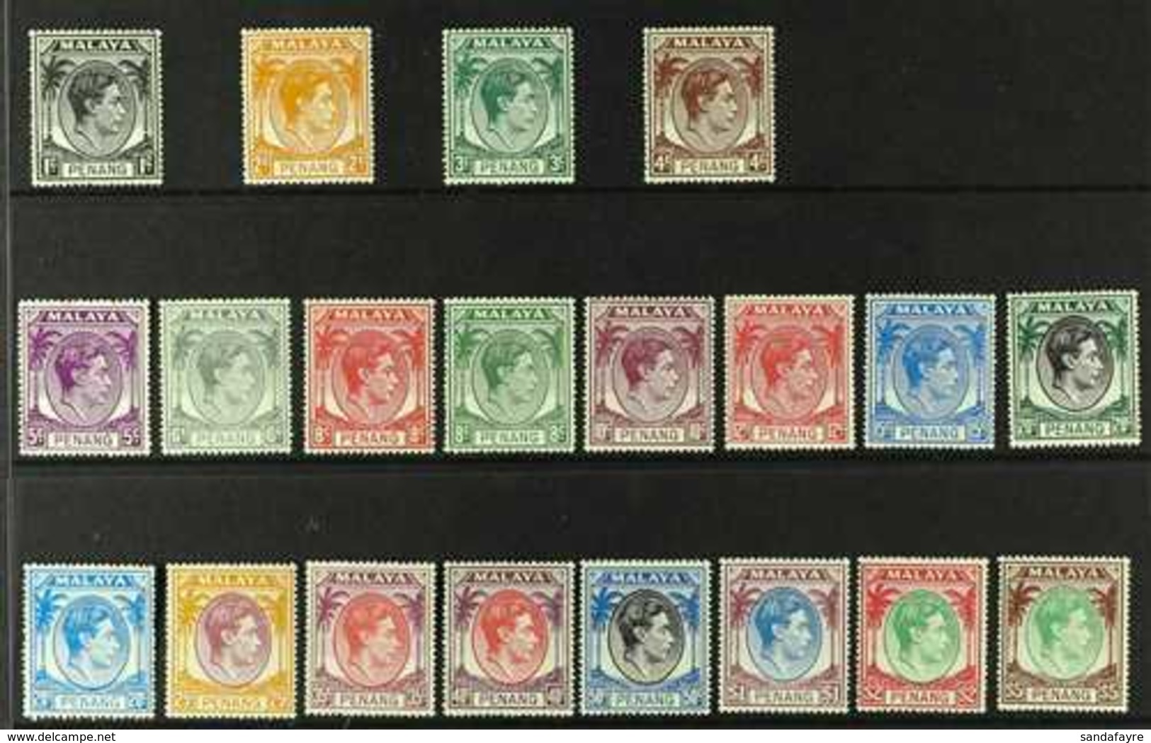 PENANG 1949-52 KGVI Definitive Complete Set, SG 3/22, Never Hinged Mint (20 Stamps) For More Images, Please Visit Http:/ - Other & Unclassified