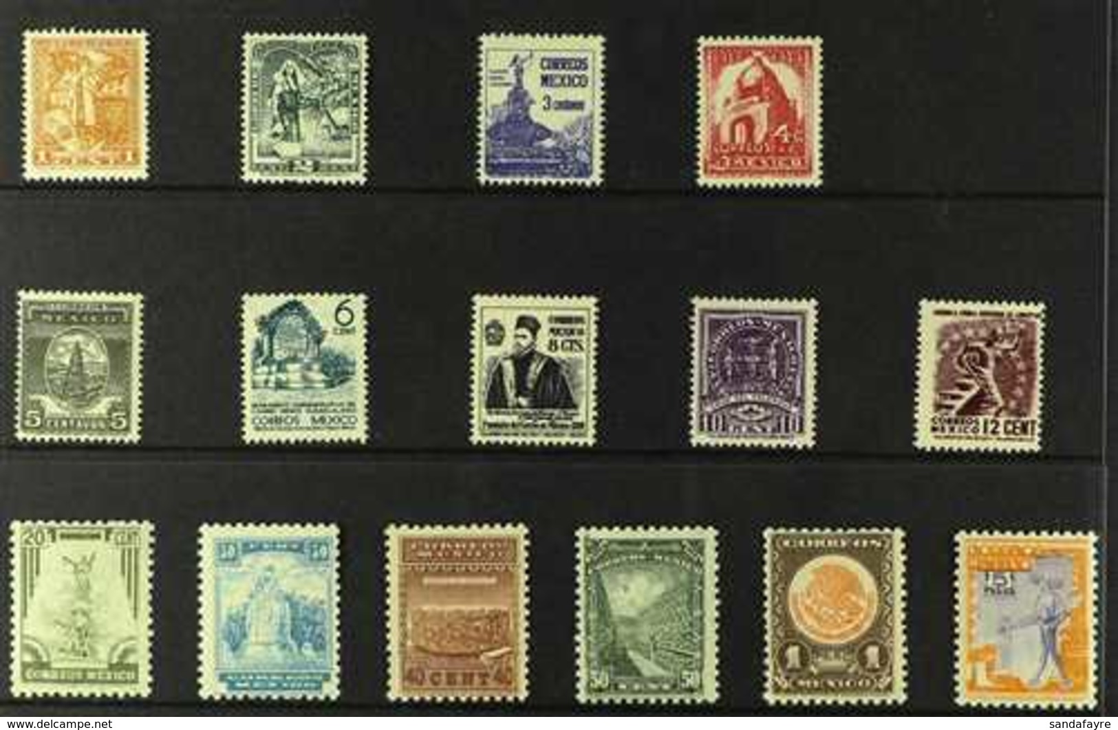 1947-50 Pictorial Definitive Set, Scott 837/51, Never Hinged Mint (15 Stamps) For More Images, Please Visit Http://www.s - Mexico