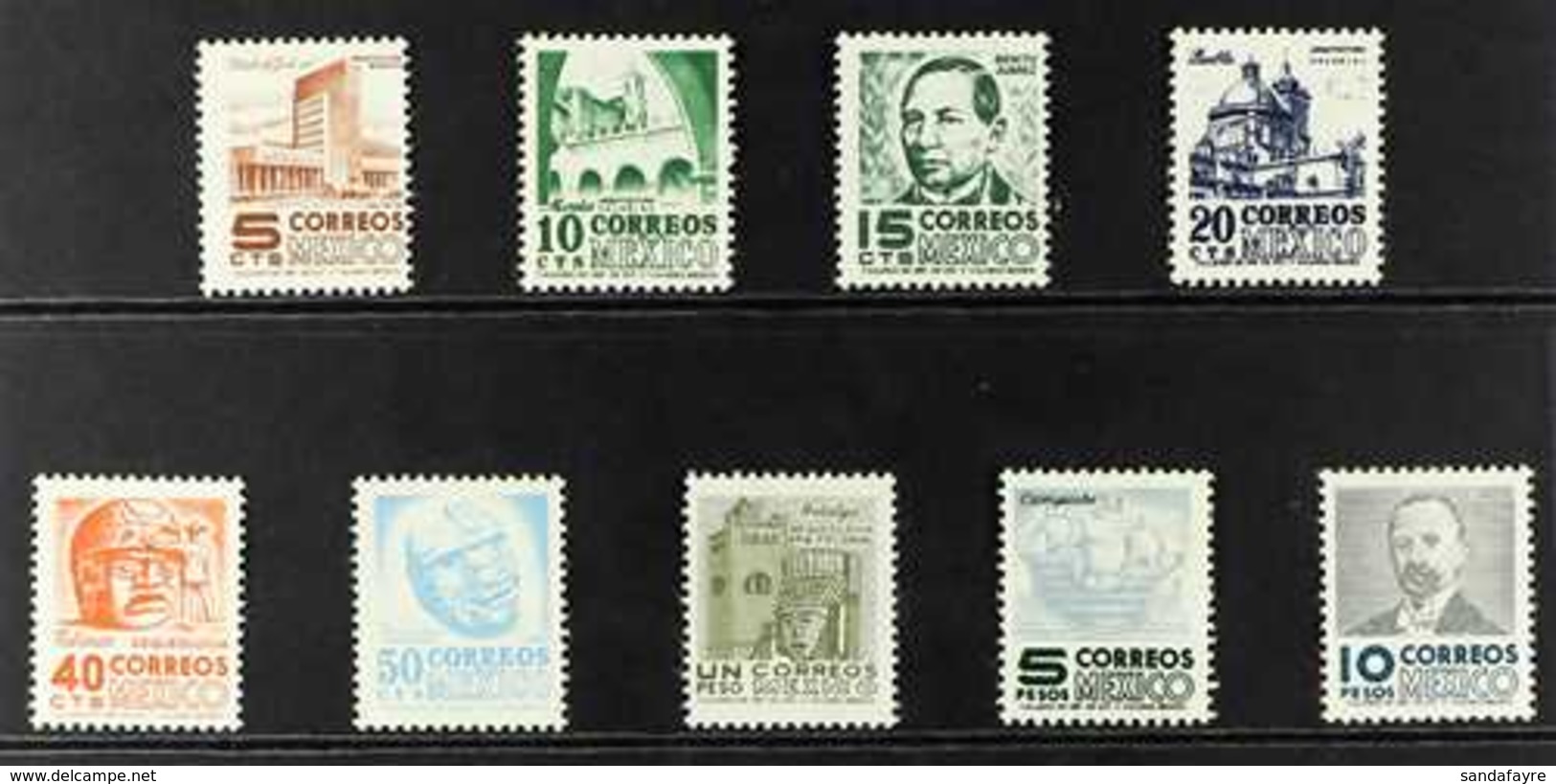 1963-66 Pictorial Definitive Set, Scott 943/52, Never Hinged Mint (9 Stamps) For More Images, Please Visit Http://www.sa - Mexico