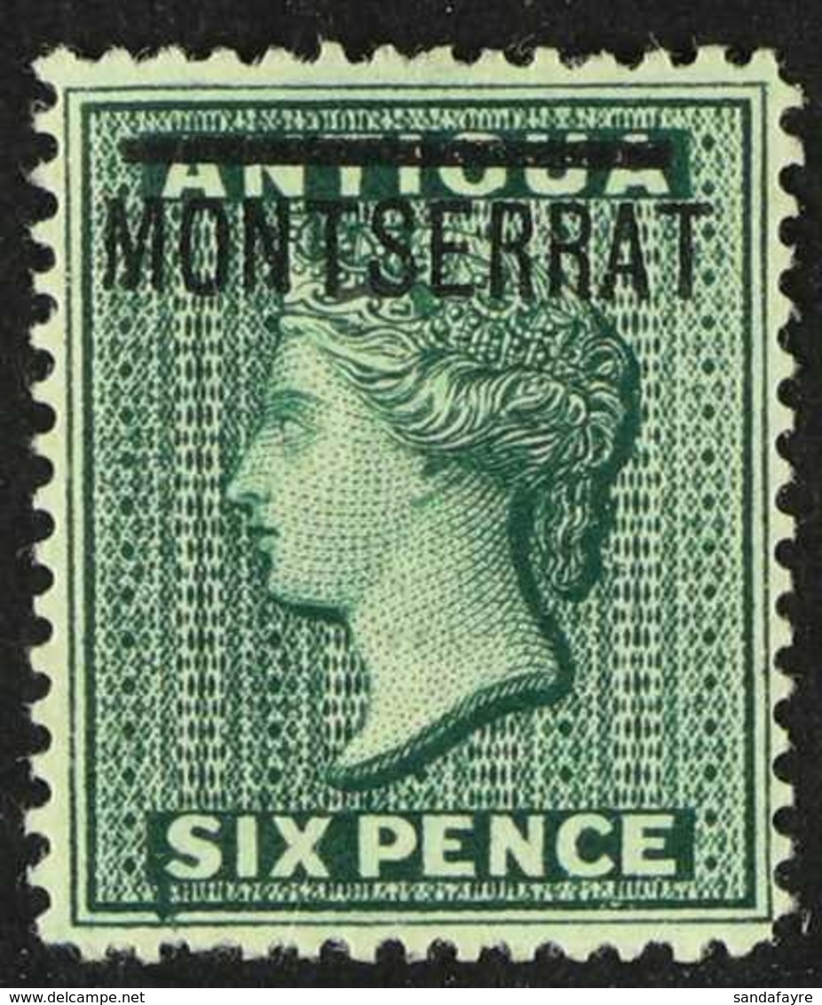 1876-83 6d Blue-green, SG 3, An Attractive Mint Example Of This Rare Shade, Small Hinge Thin At Top, Rarely Offered. For - Montserrat