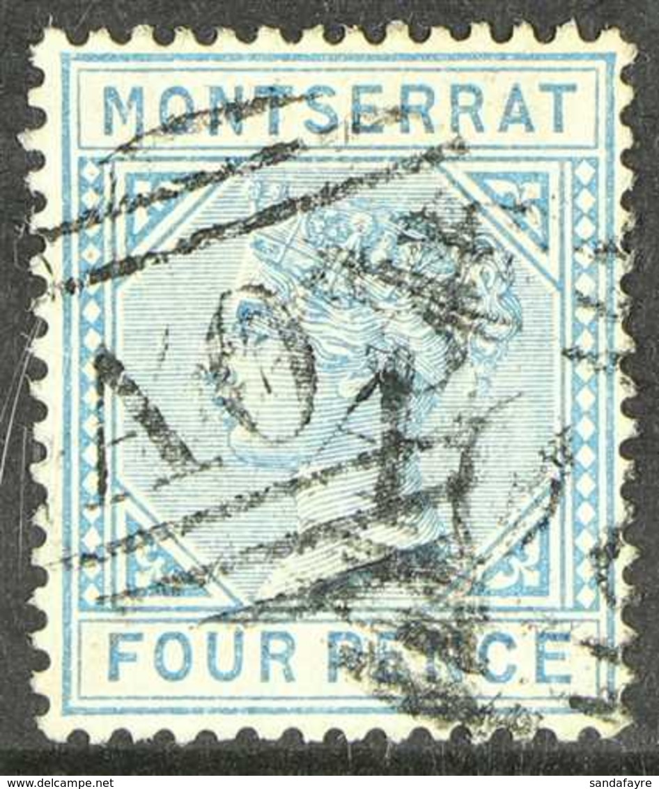 1884-85 4d Blue Watermark "CA", SG 11, Fine With "A08" Cancel. For More Images, Please Visit Http://www.sandafayre.com/i - Montserrat