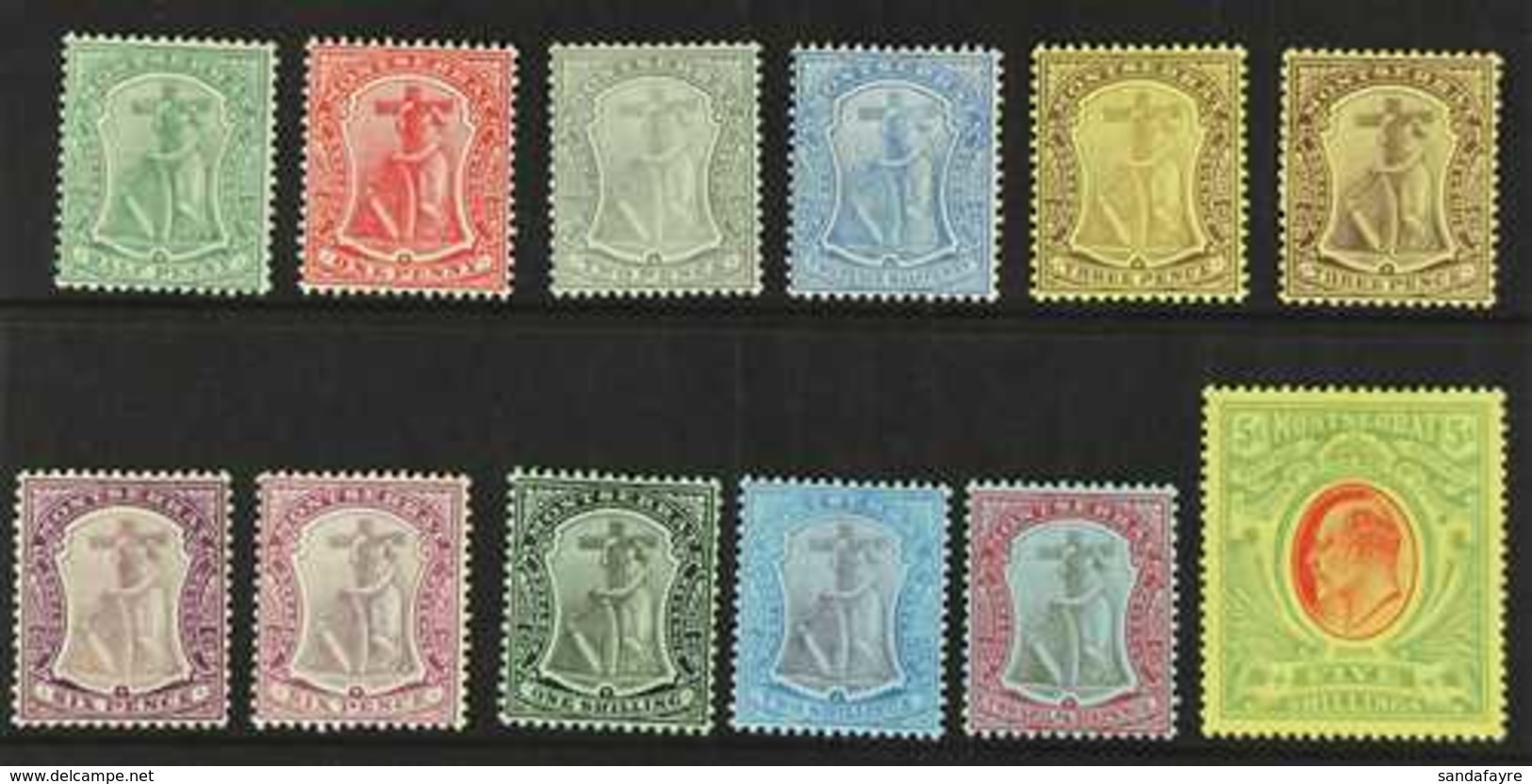 1908-14 Complete Set, SG 35/47, Plus Listed 3d And 6d Shades, Fine Mint. (12 Stamps) For More Images, Please Visit Http: - Montserrat